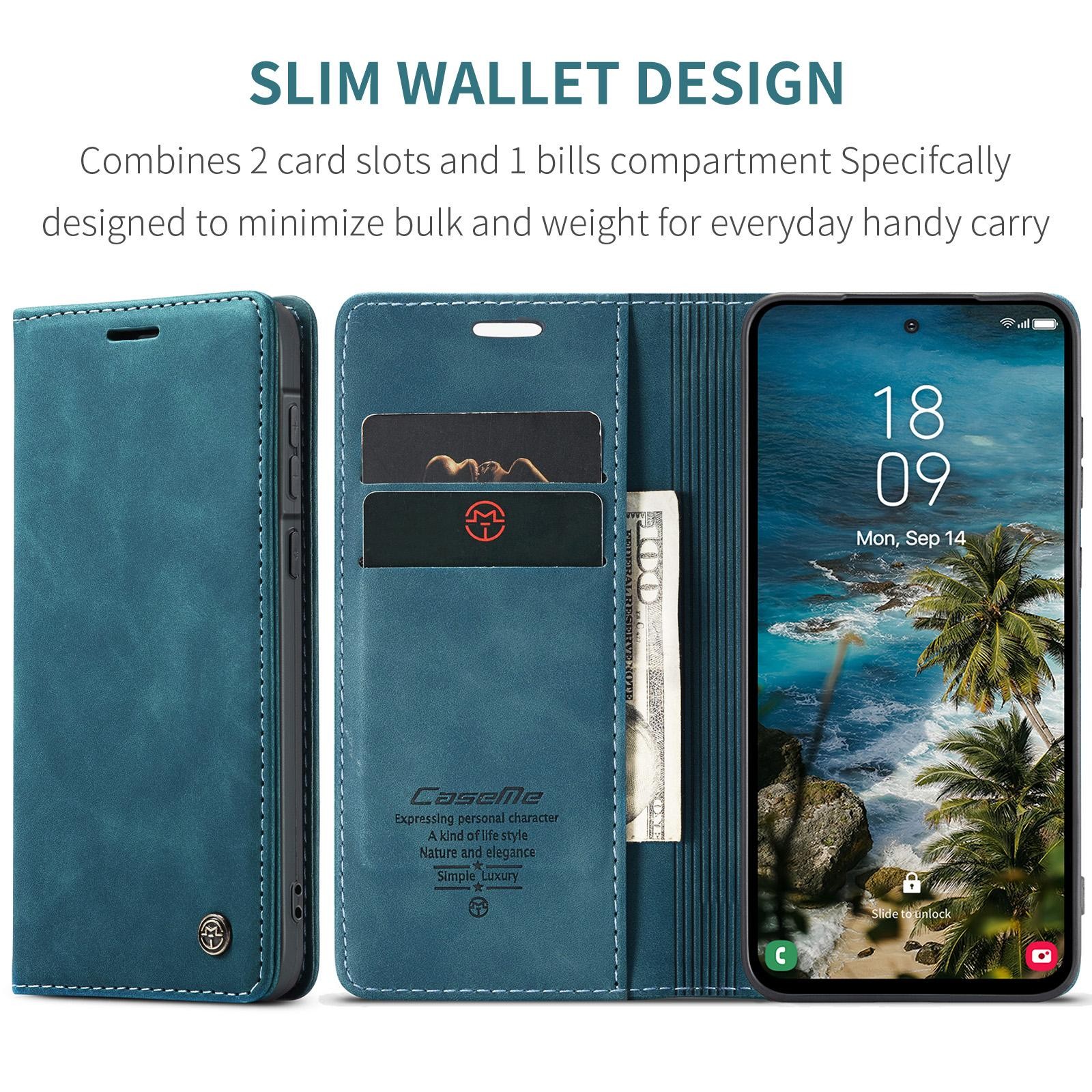CaseMe 013 Samsung Galaxy A57 5G Retro Leather Θήκη Βιβλίο - Blue