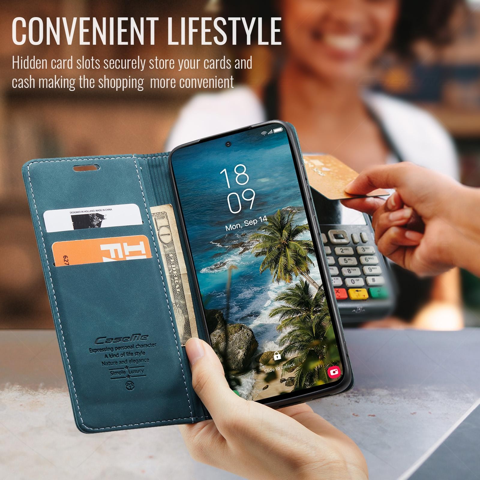 CaseMe 013 Samsung Galaxy A57 5G Retro Leather Θήκη Βιβλίο - Blue