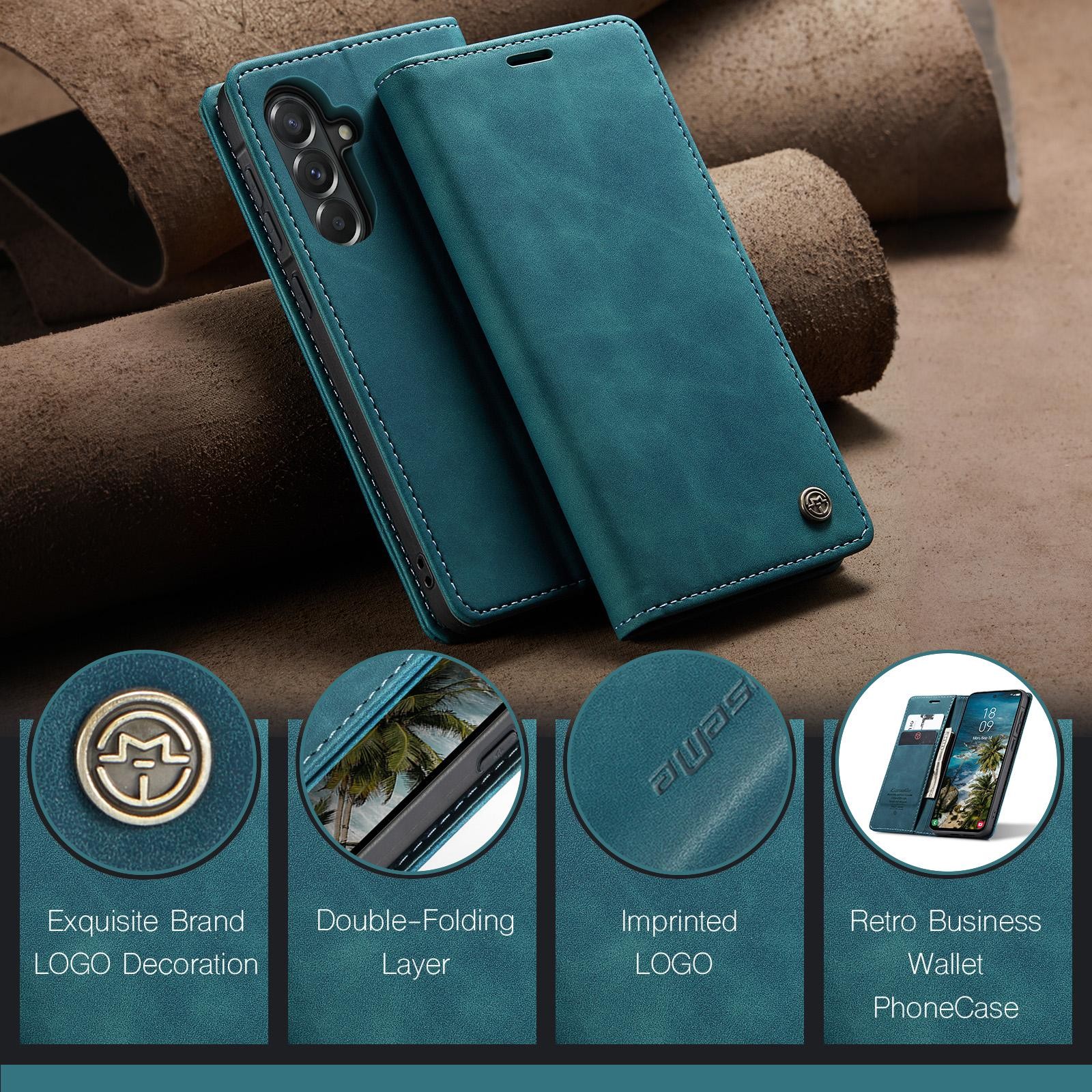 CaseMe 013 Samsung Galaxy A57 5G Retro Leather Θήκη Βιβλίο - Blue
