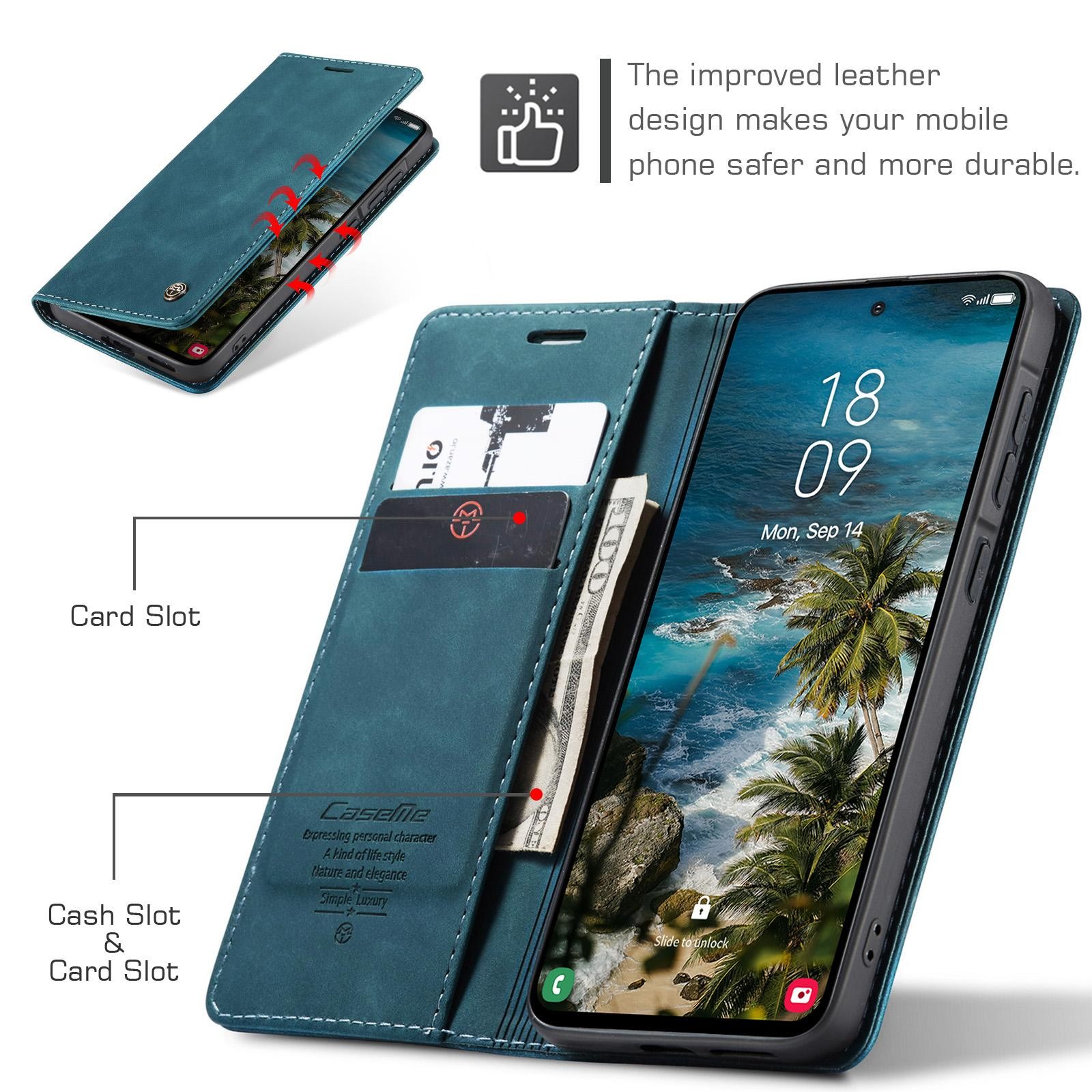 CaseMe 013 Samsung Galaxy A57 5G Retro Leather Θήκη Βιβλίο - Blue