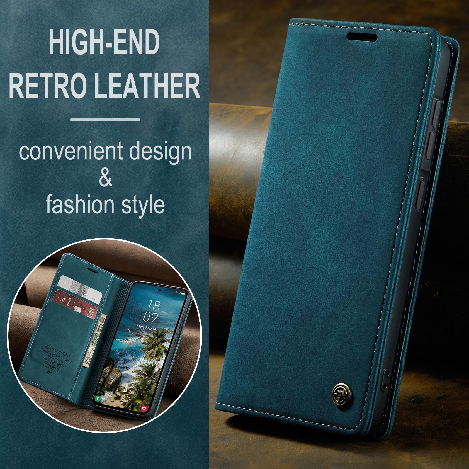 CaseMe 013 Samsung Galaxy A57 5G Retro Leather Θήκη Βιβλίο - Blue