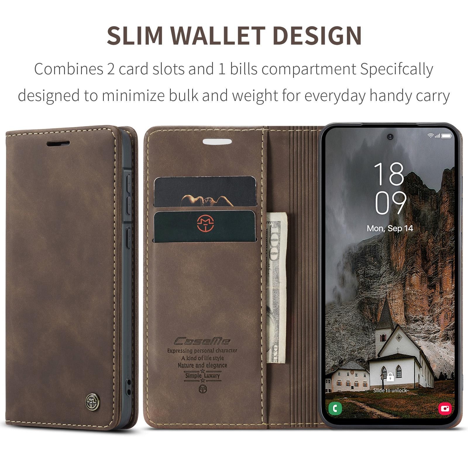 CaseMe 013 Samsung Galaxy A57 5G Retro Leather Θήκη Βιβλίο - Coffee