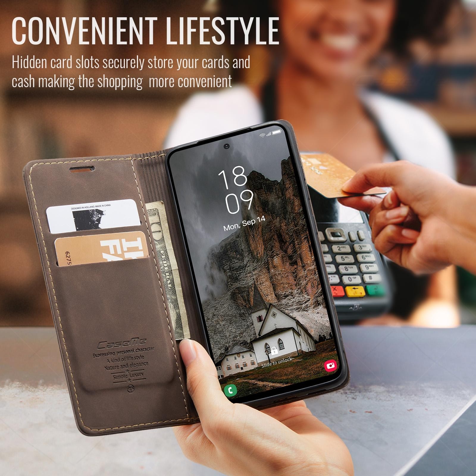 CaseMe 013 Samsung Galaxy A57 5G Retro Leather Θήκη Βιβλίο - Coffee