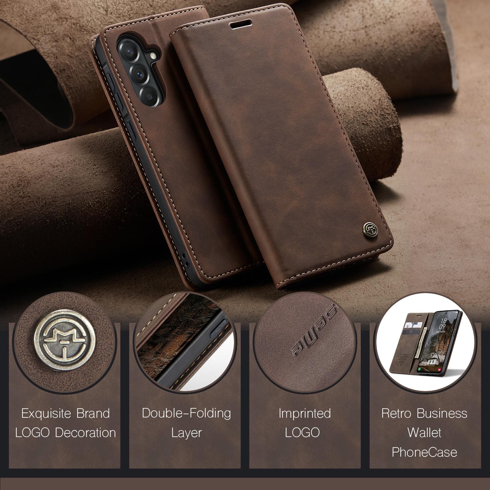 CaseMe 013 Samsung Galaxy A57 5G Retro Leather Θήκη Βιβλίο - Coffee