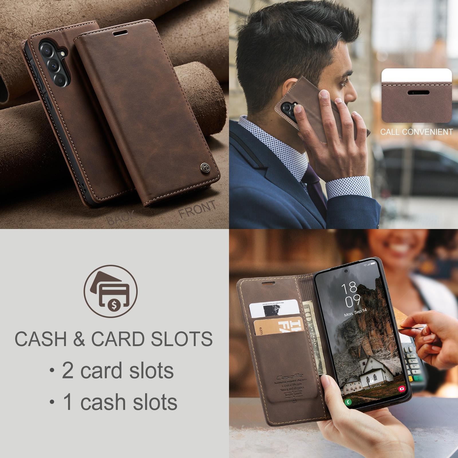 CaseMe 013 Samsung Galaxy A57 5G Retro Leather Θήκη Βιβλίο - Coffee