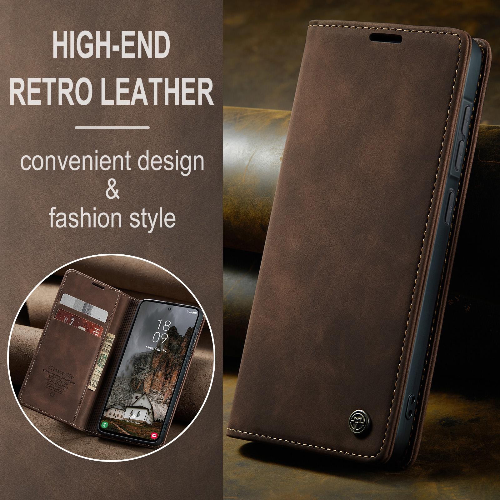 CaseMe 013 Samsung Galaxy A57 5G Retro Leather Θήκη Βιβλίο - Coffee