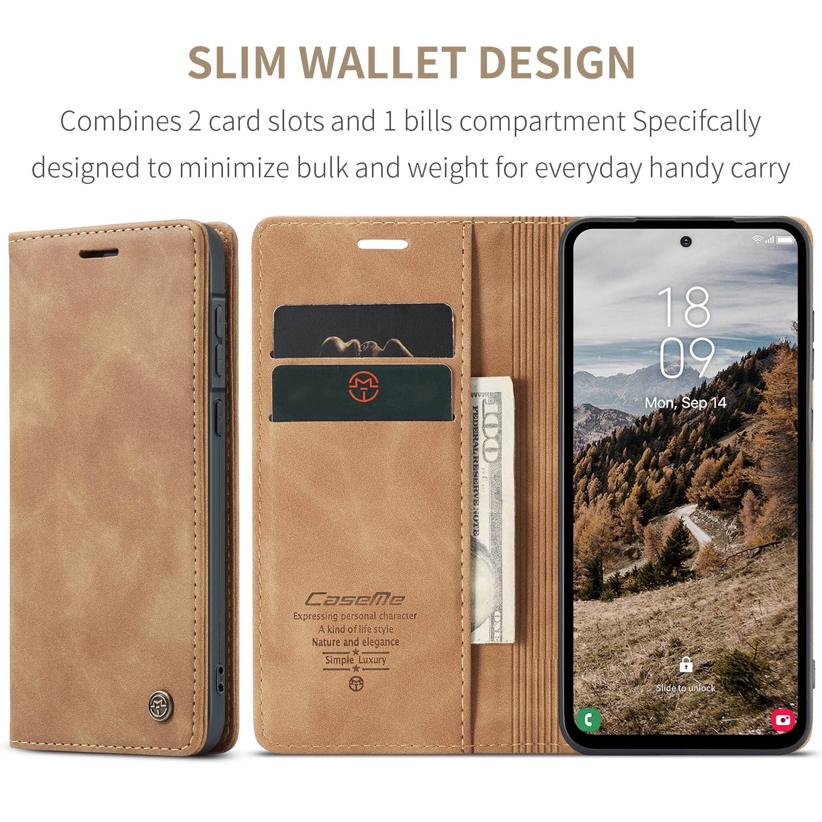 CaseMe 013 Samsung Galaxy A57 5G Retro Leather Θήκη Βιβλίο - Brown