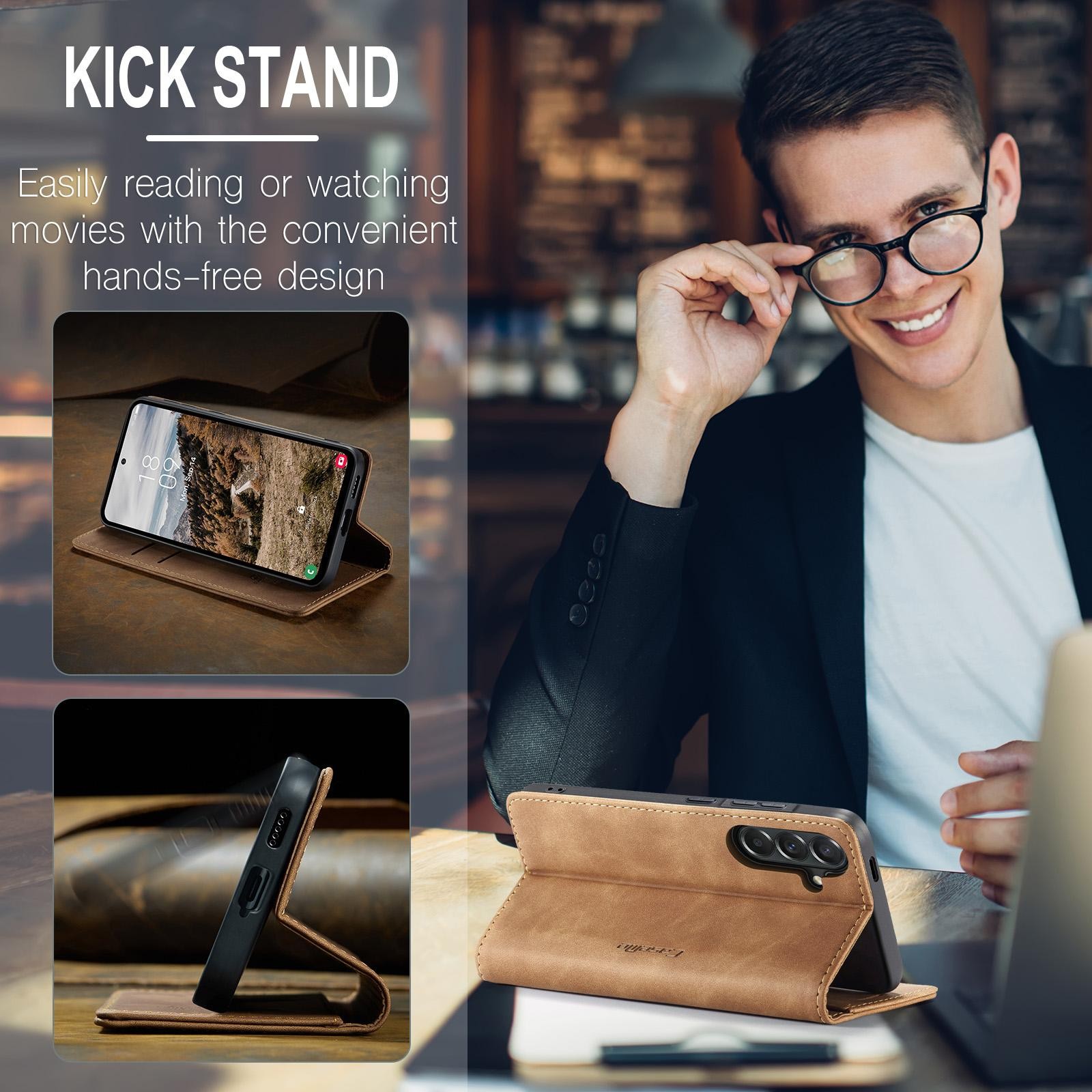 CaseMe 013 Samsung Galaxy A57 5G Retro Leather Θήκη Βιβλίο - Brown
