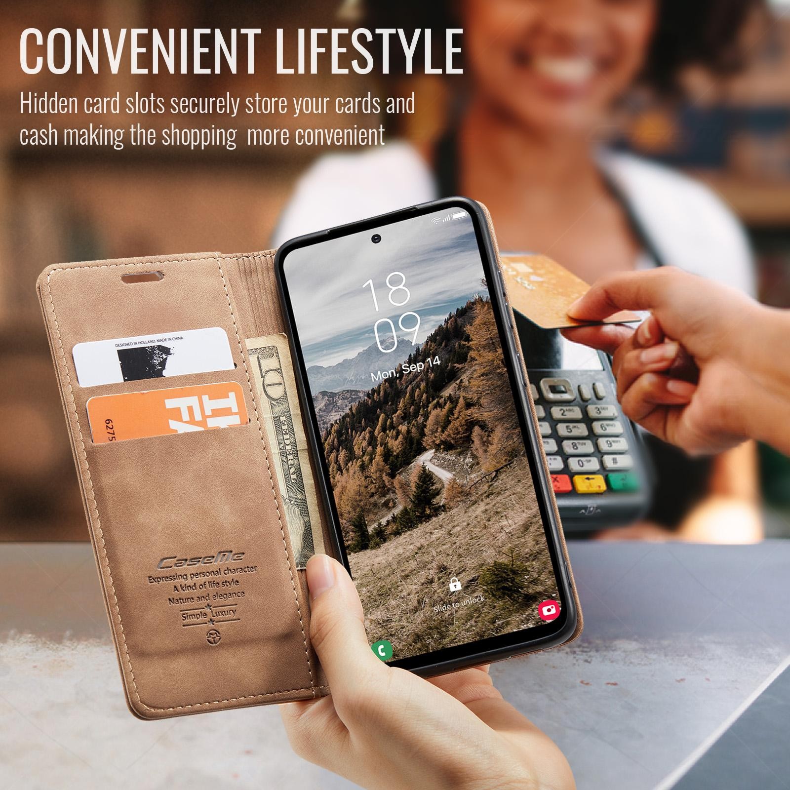 CaseMe 013 Samsung Galaxy A57 5G Retro Leather Θήκη Βιβλίο - Brown