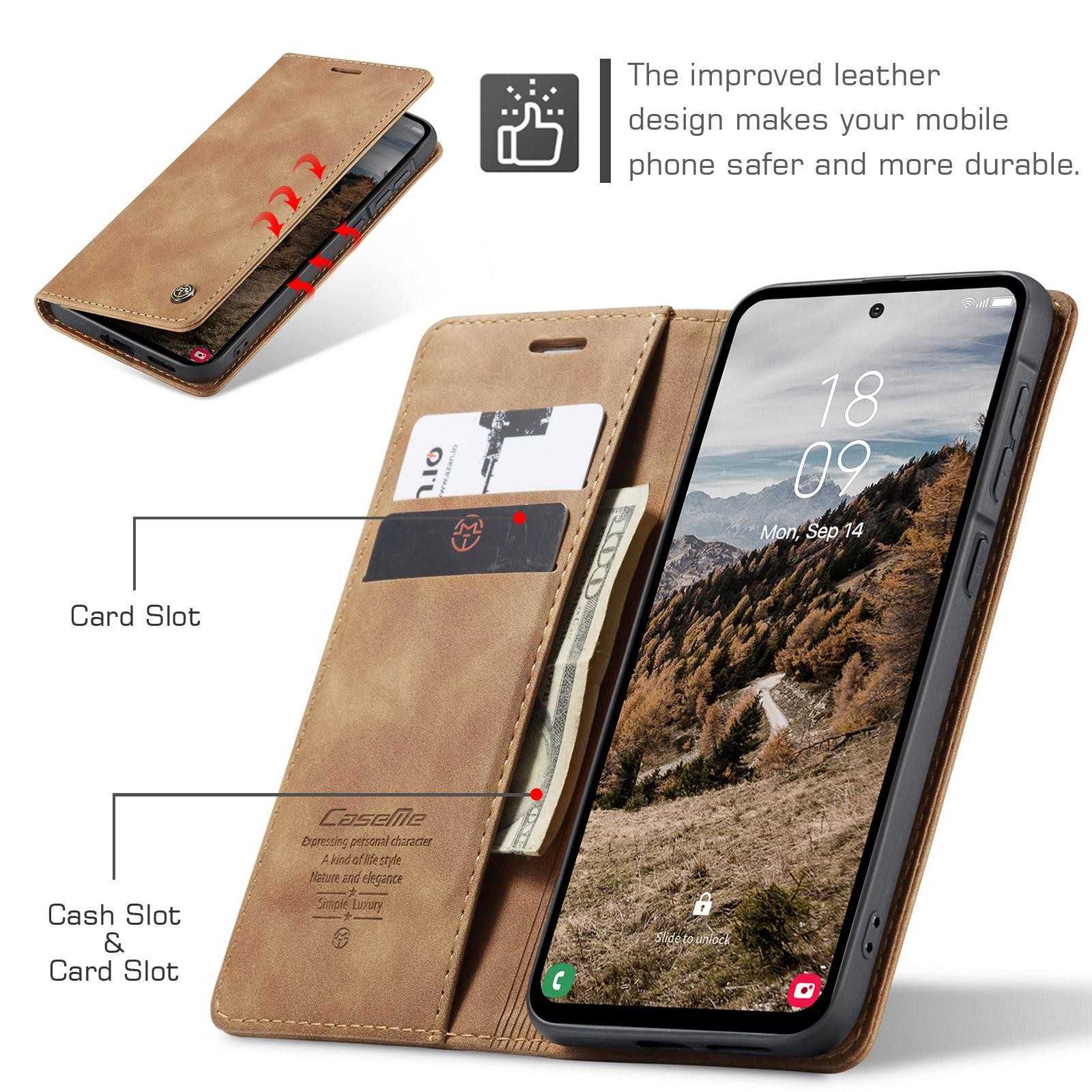 CaseMe 013 Samsung Galaxy A57 5G Retro Leather Θήκη Βιβλίο - Brown