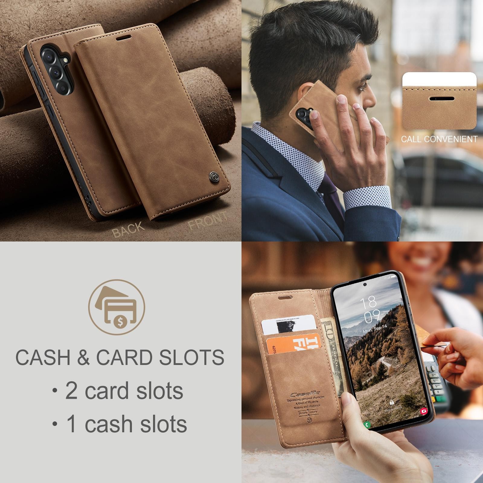 CaseMe 013 Samsung Galaxy A57 5G Retro Leather Θήκη Βιβλίο - Brown