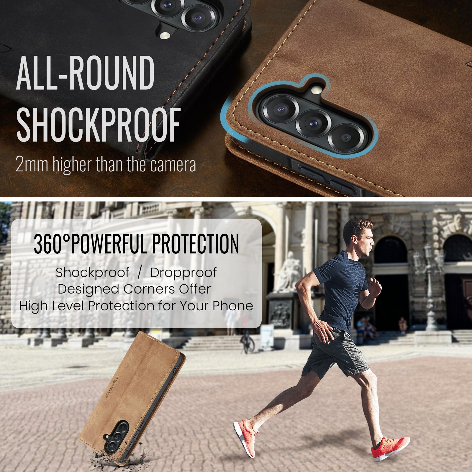 CaseMe 013 Samsung Galaxy A57 5G Retro Leather Θήκη Βιβλίο - Brown