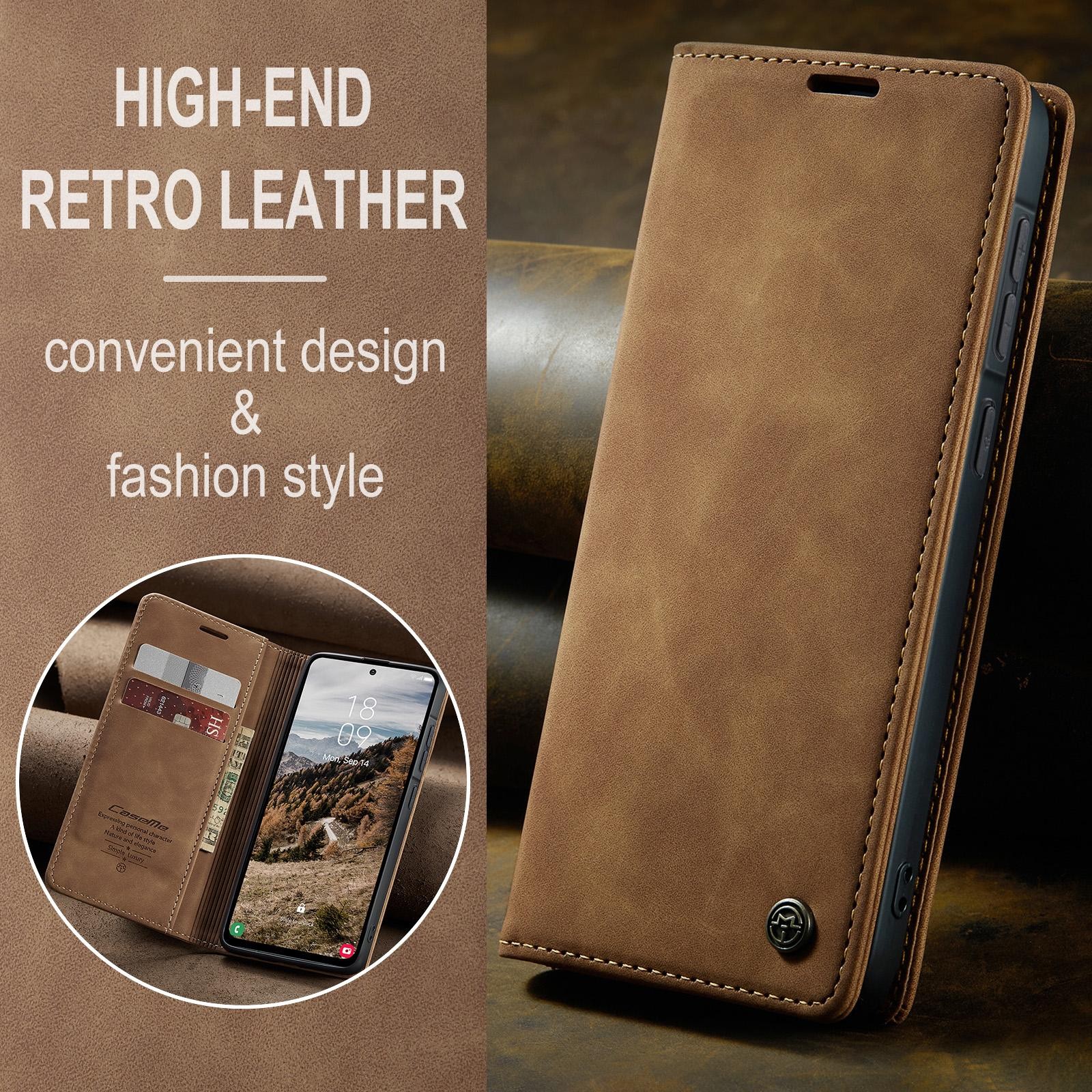 CaseMe 013 Samsung Galaxy A57 5G Retro Leather Θήκη Βιβλίο - Brown