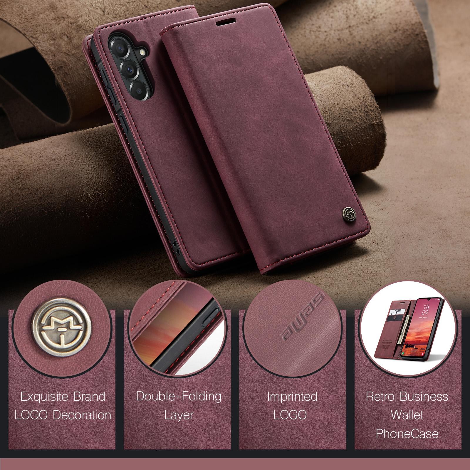 CaseMe 013 Samsung Galaxy A57 5G Retro Leather Θήκη Βιβλίο - Red