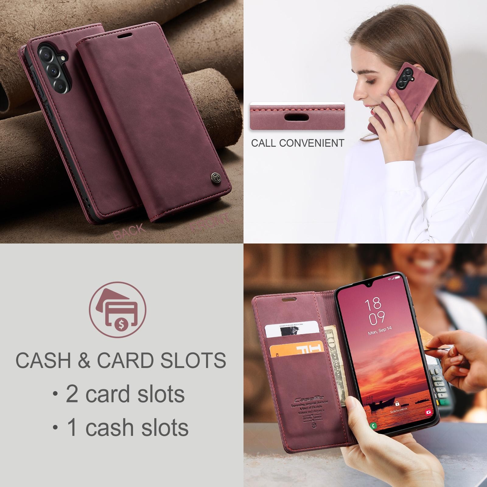 CaseMe 013 Samsung Galaxy A57 5G Retro Leather Θήκη Βιβλίο - Red