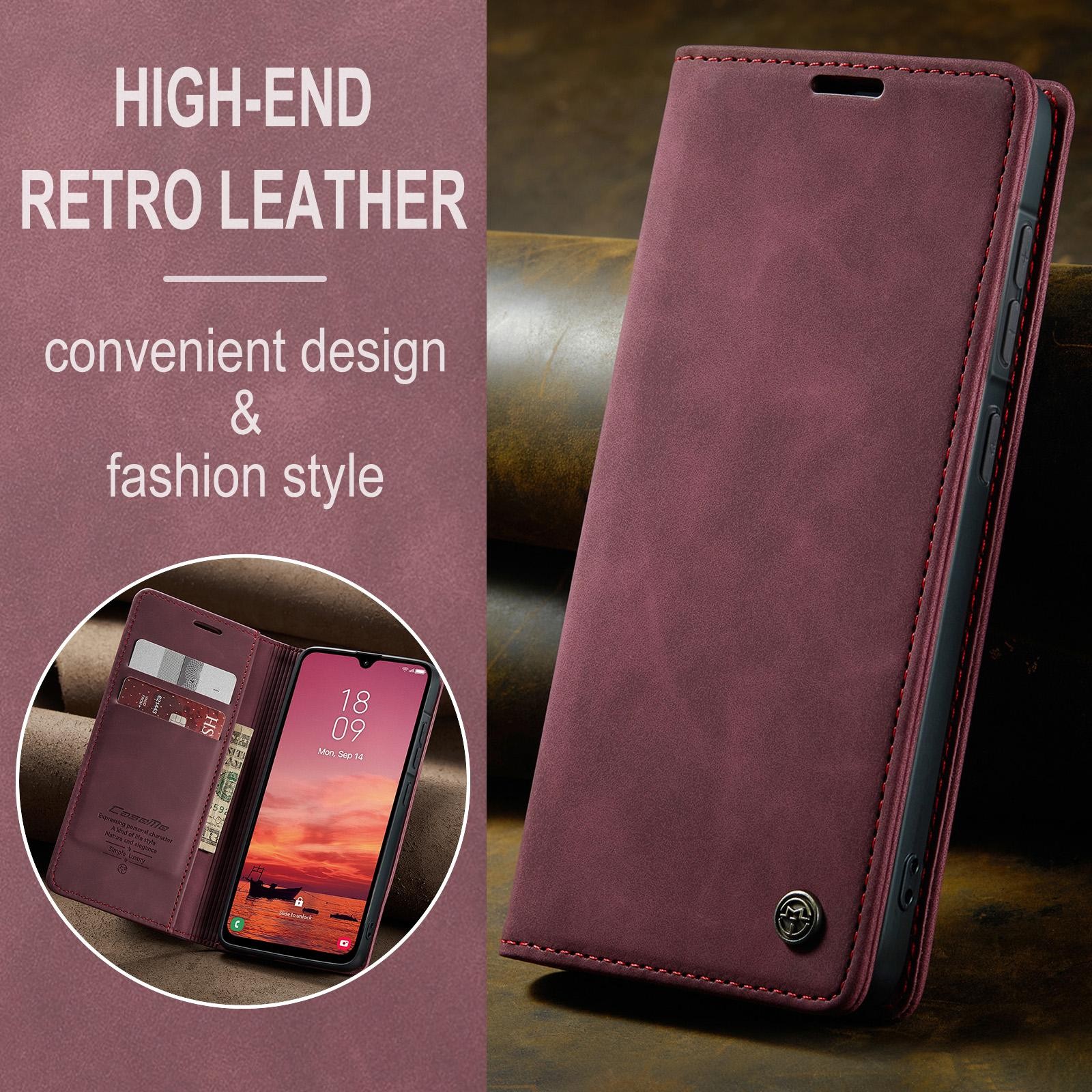 CaseMe 013 Samsung Galaxy A57 5G Retro Leather Θήκη Βιβλίο - Red