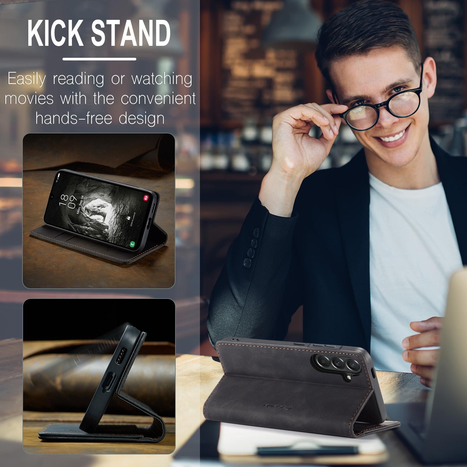 CaseMe 013 Samsung Galaxy A57 5G Retro Leather Θήκη Βιβλίο - Black