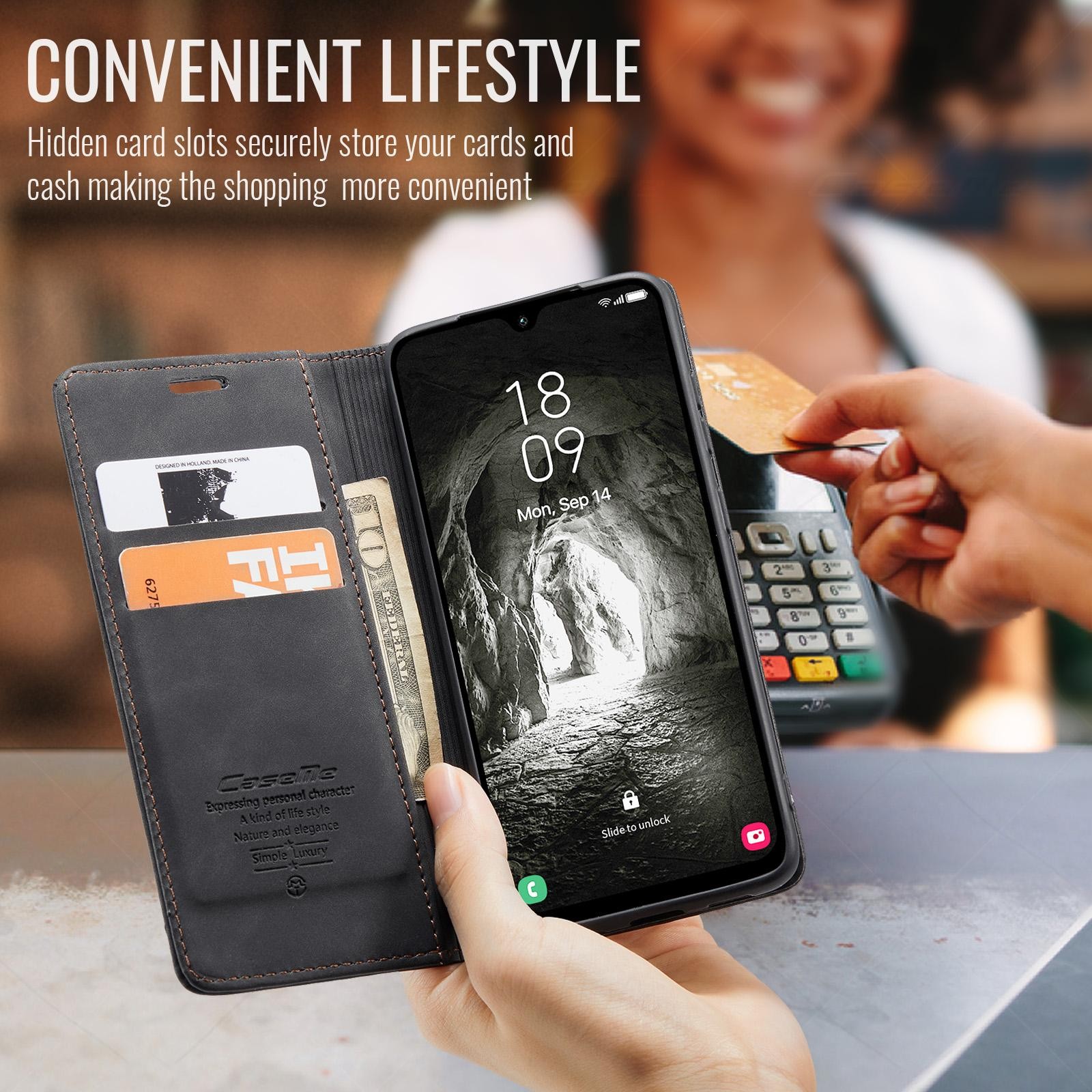 CaseMe 013 Samsung Galaxy A57 5G Retro Leather Θήκη Βιβλίο - Black