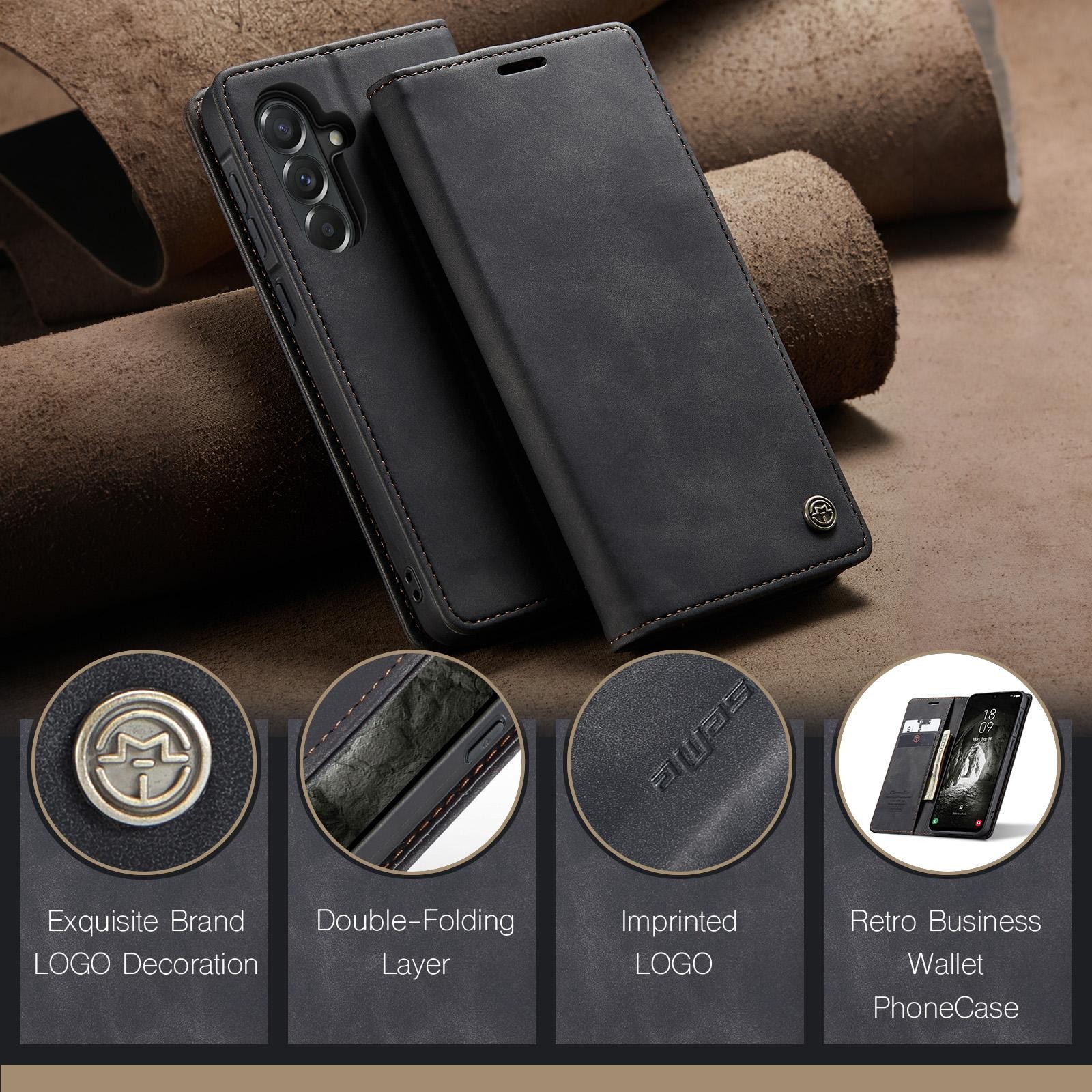 CaseMe 013 Samsung Galaxy A57 5G Retro Leather Θήκη Βιβλίο - Black