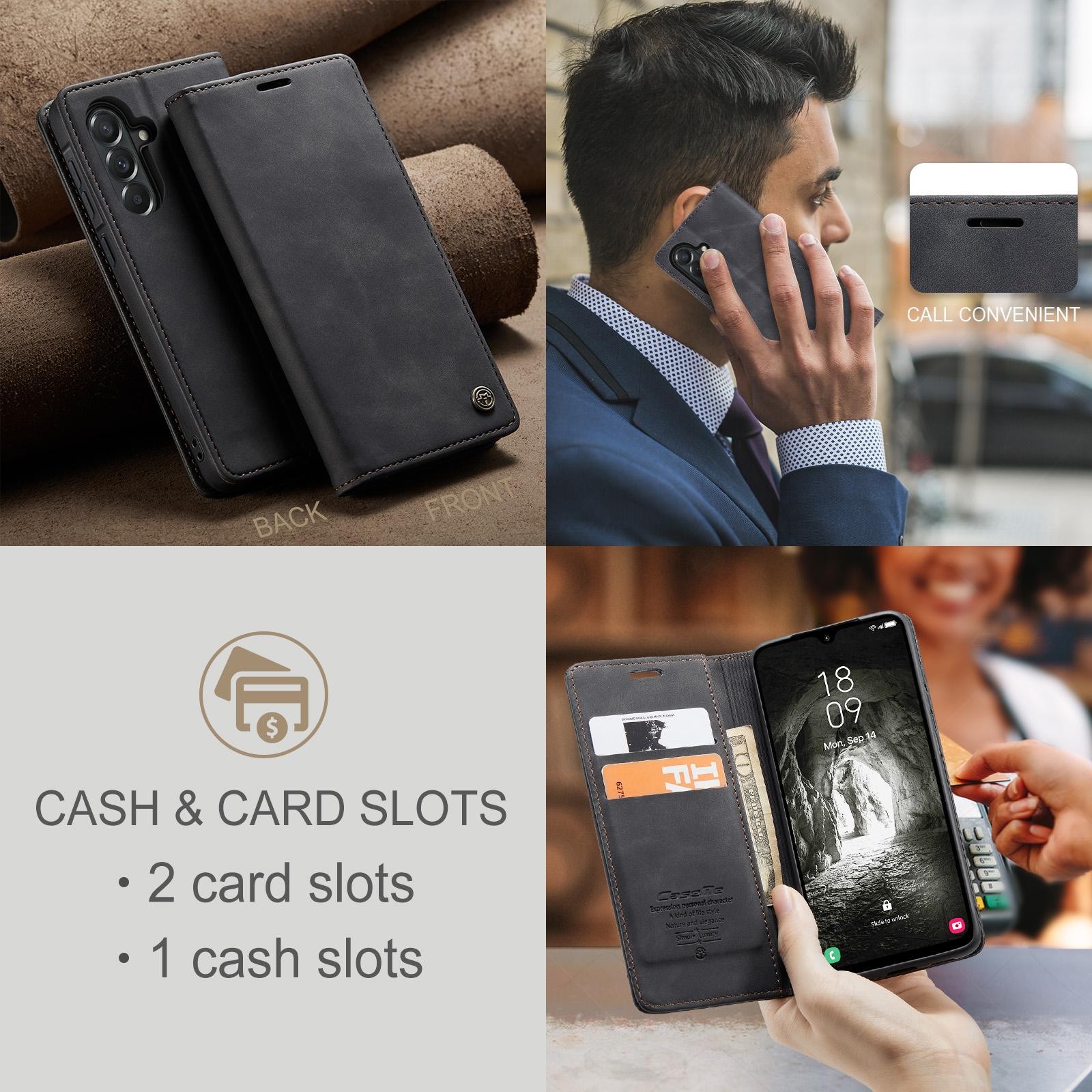 CaseMe 013 Samsung Galaxy A57 5G Retro Leather Θήκη Βιβλίο - Black