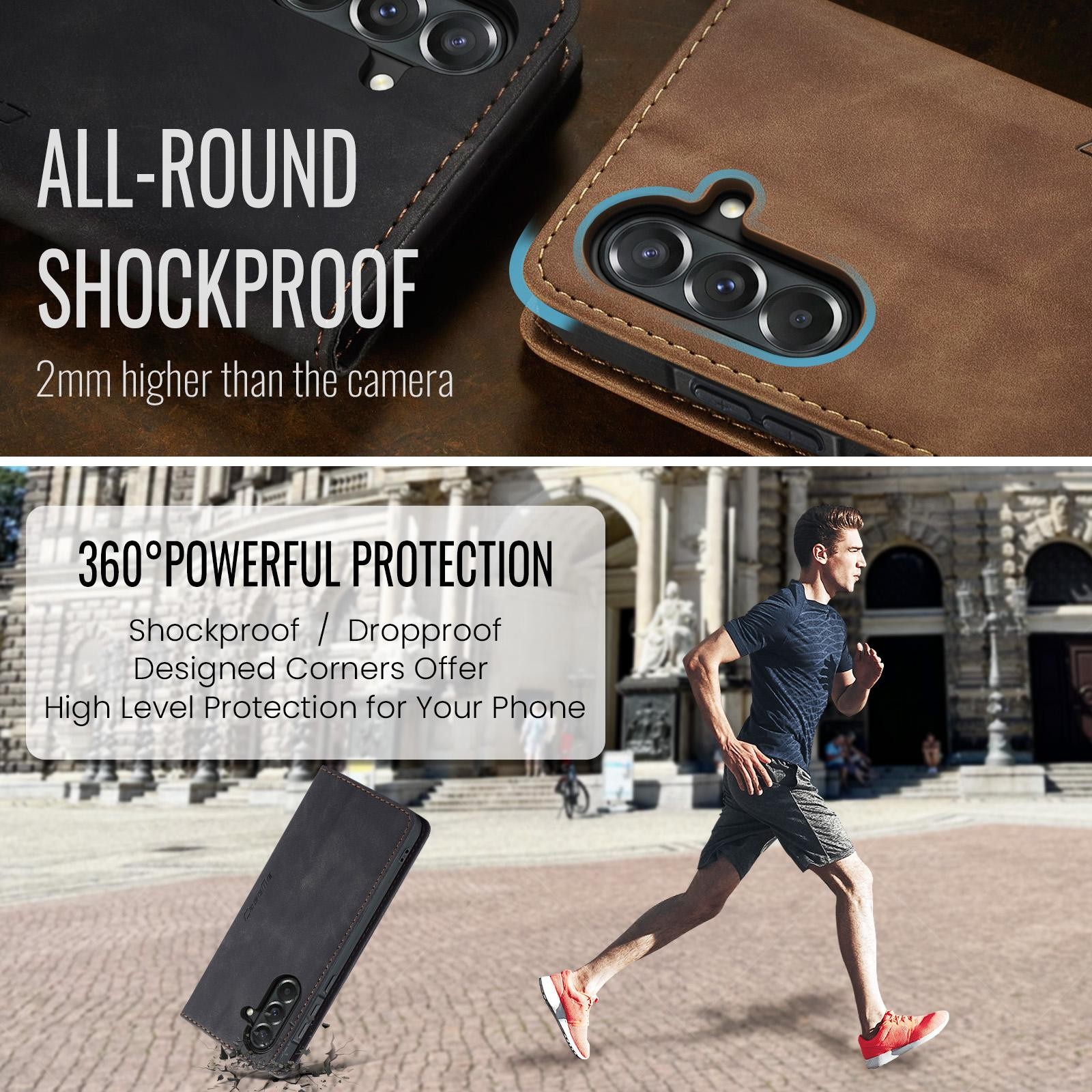 CaseMe 013 Samsung Galaxy A57 5G Retro Leather Θήκη Βιβλίο - Black