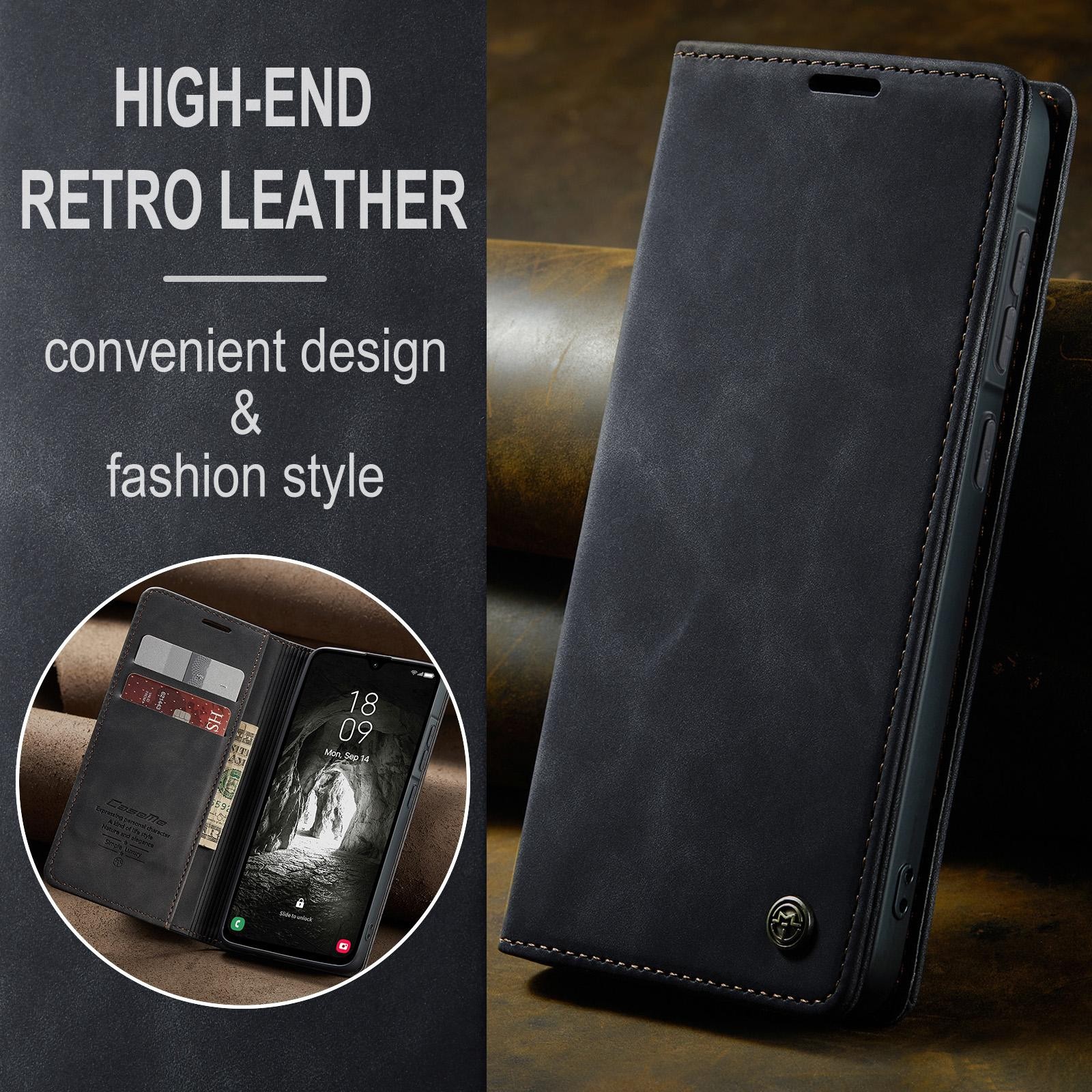 CaseMe 013 Samsung Galaxy A57 5G Retro Leather Θήκη Βιβλίο - Black