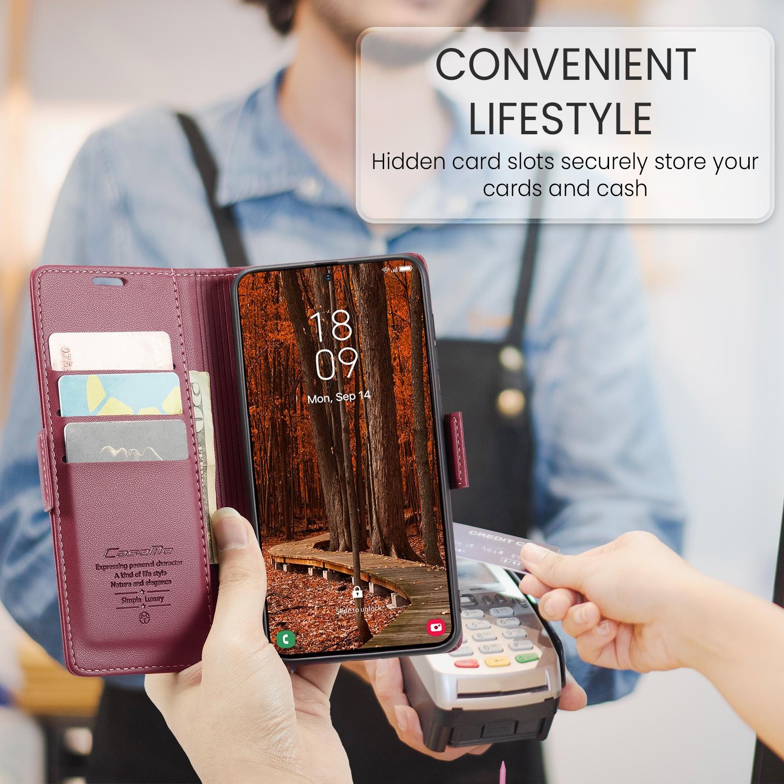 CaseMe 023 Samsung Galaxy A57 5G RFID Θήκη Πορτοφόλι Δερμάτινη – Red