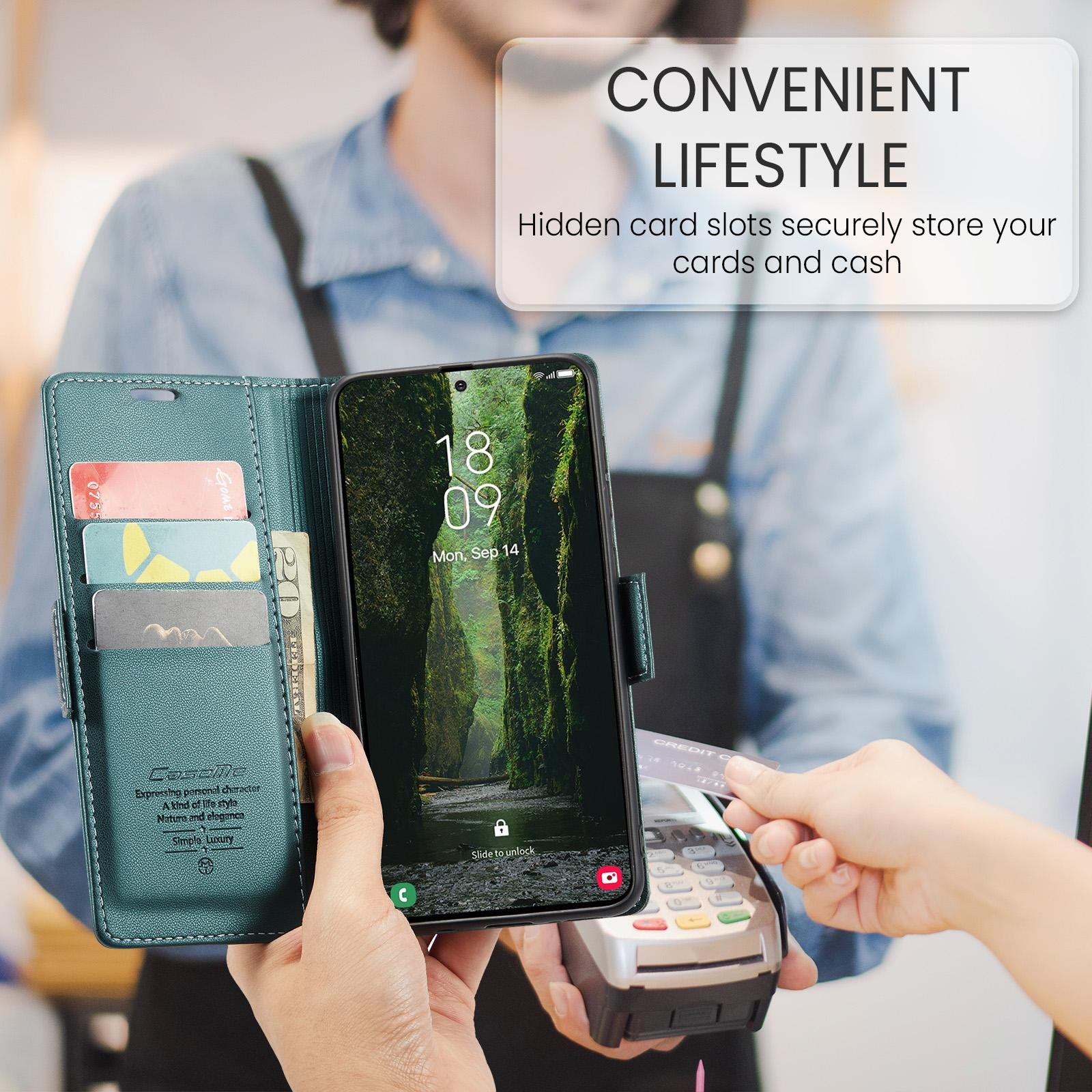 CaseMe 023 Samsung Galaxy A57 5G RFID Θήκη Πορτοφόλι Δερμάτινη – Green