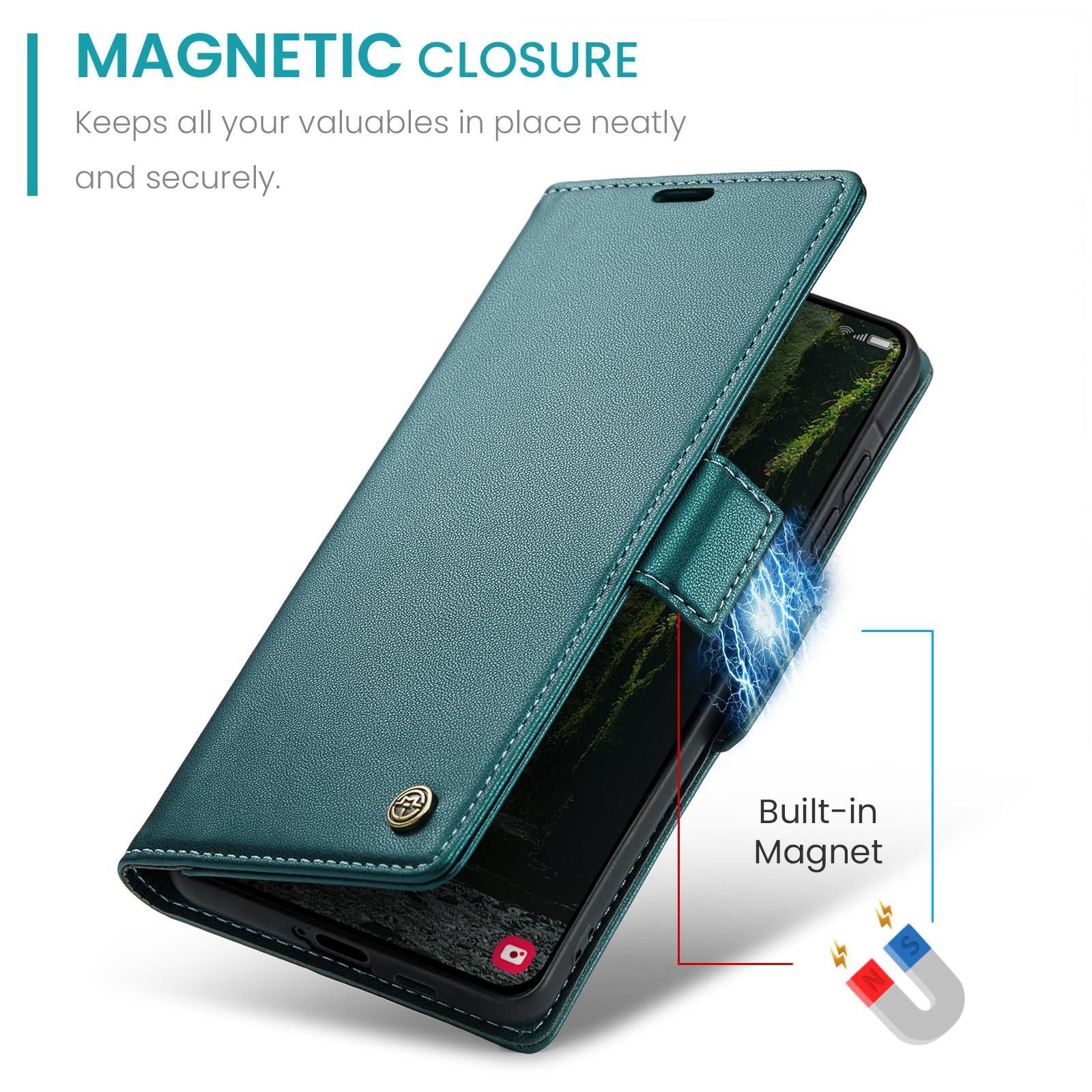CaseMe 023 Samsung Galaxy A57 5G RFID Θήκη Πορτοφόλι Δερμάτινη – Green
