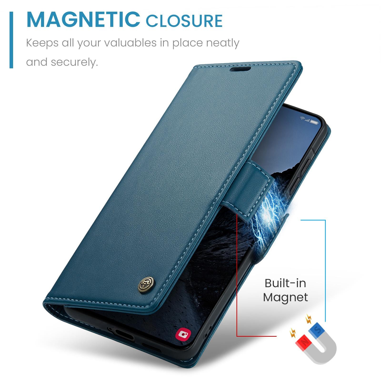 CaseMe 023 Samsung Galaxy A57 5G RFID Θήκη Πορτοφόλι Δερμάτινη –Blue