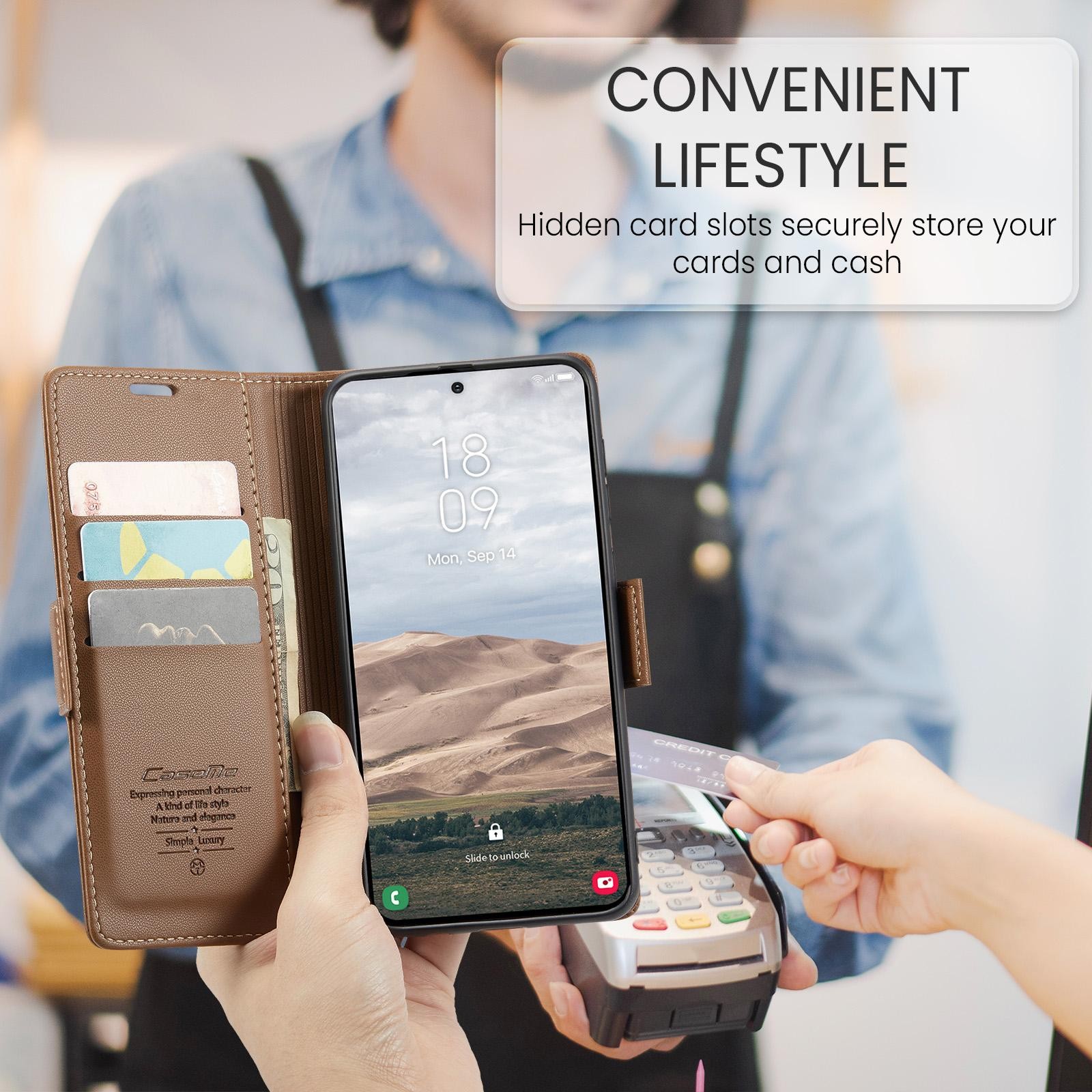 CaseMe 023 Samsung Galaxy A57 5G RFID Θήκη Πορτοφόλι Δερμάτινη–Brown