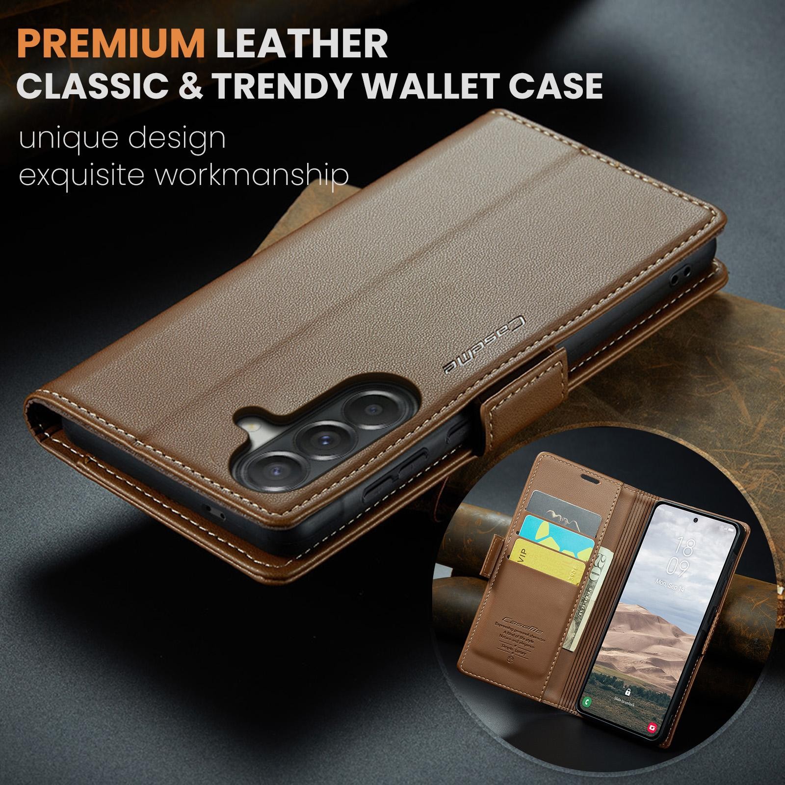CaseMe 023 Samsung Galaxy A57 5G RFID Θήκη Πορτοφόλι Δερμάτινη–Brown