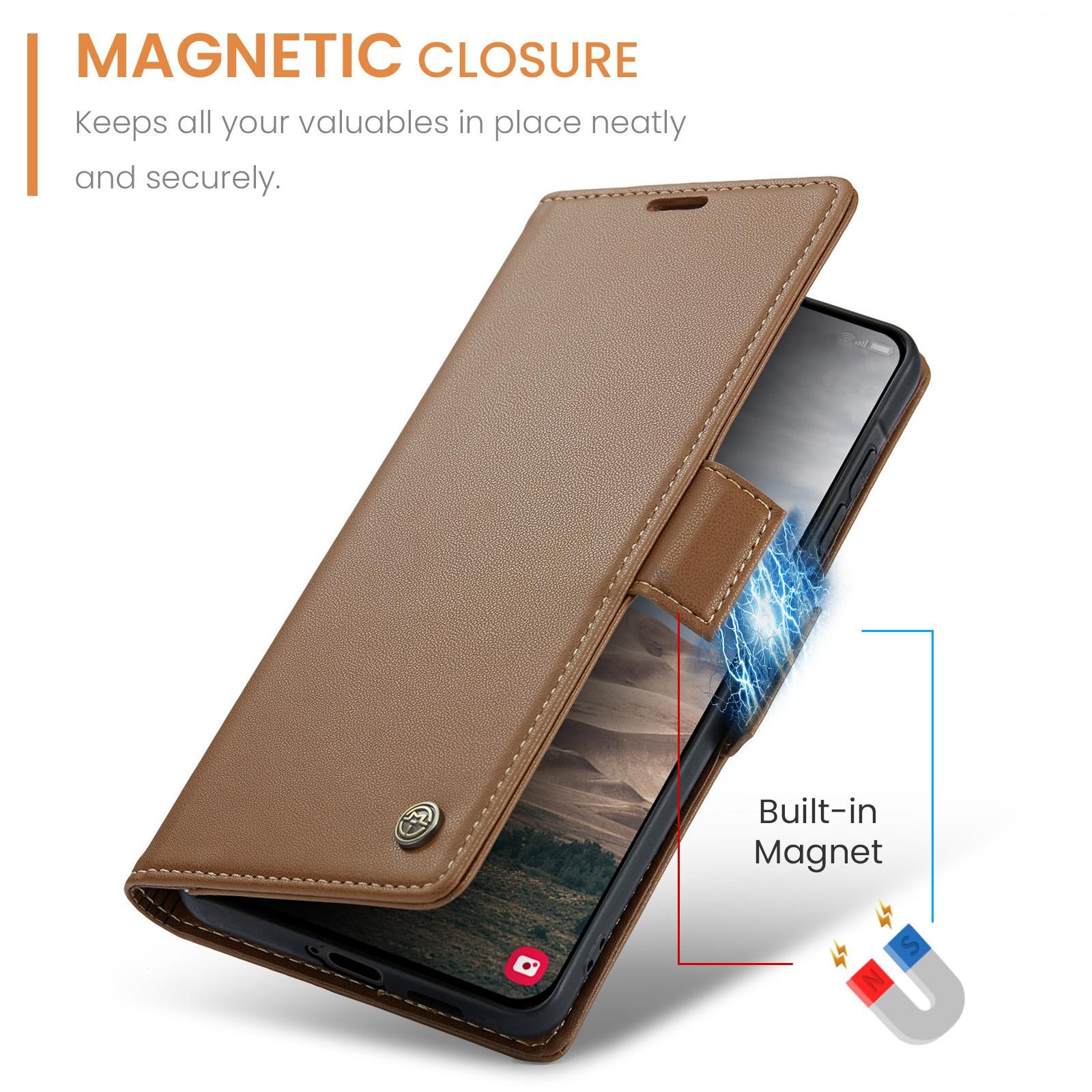 CaseMe 023 Samsung Galaxy A57 5G RFID Θήκη Πορτοφόλι Δερμάτινη–Brown
