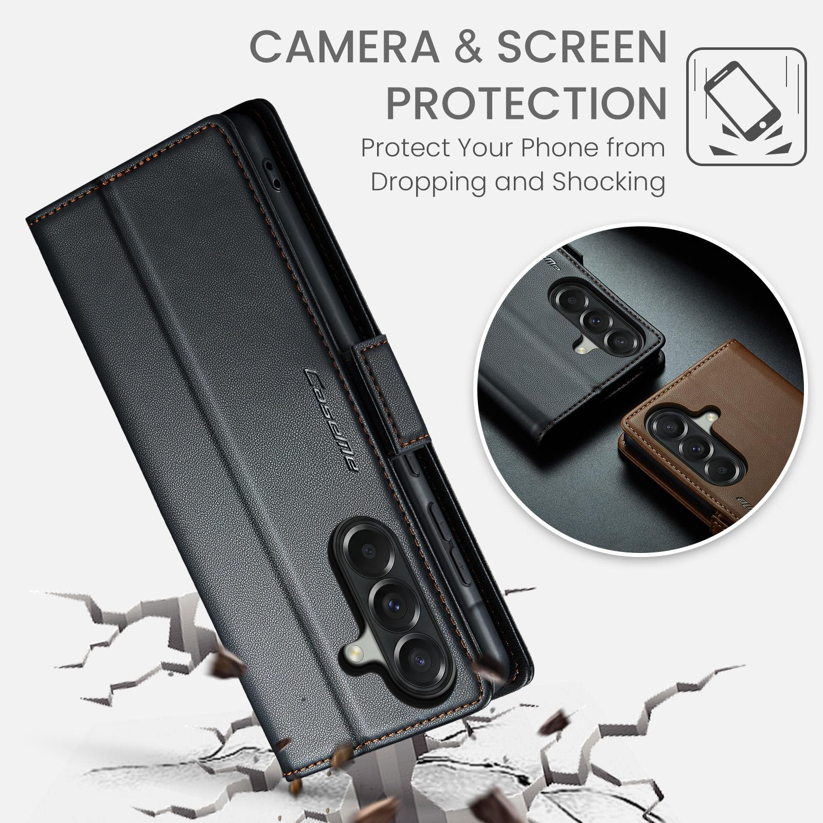 CaseMe 023 Samsung Galaxy A57 5G RFID Θήκη Πορτοφόλι Δερμάτινη –Black