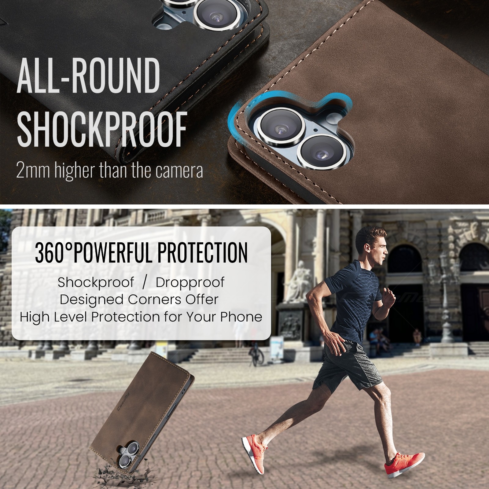 CaseMe 013 iPhone 16 Retro Leather Θήκη Βιβλίο -Coffee
