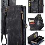 CaseMe 008 iPhone 16 Θήκη Πορτοφόλι με Αποσπώμενη Θήκη Σιλικόνης -Black