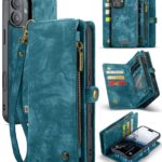 CaseMe 008 iPhone 16 Θήκη Πορτοφόλι με Αποσπώμενη Θήκη Σιλικόνης -Blue