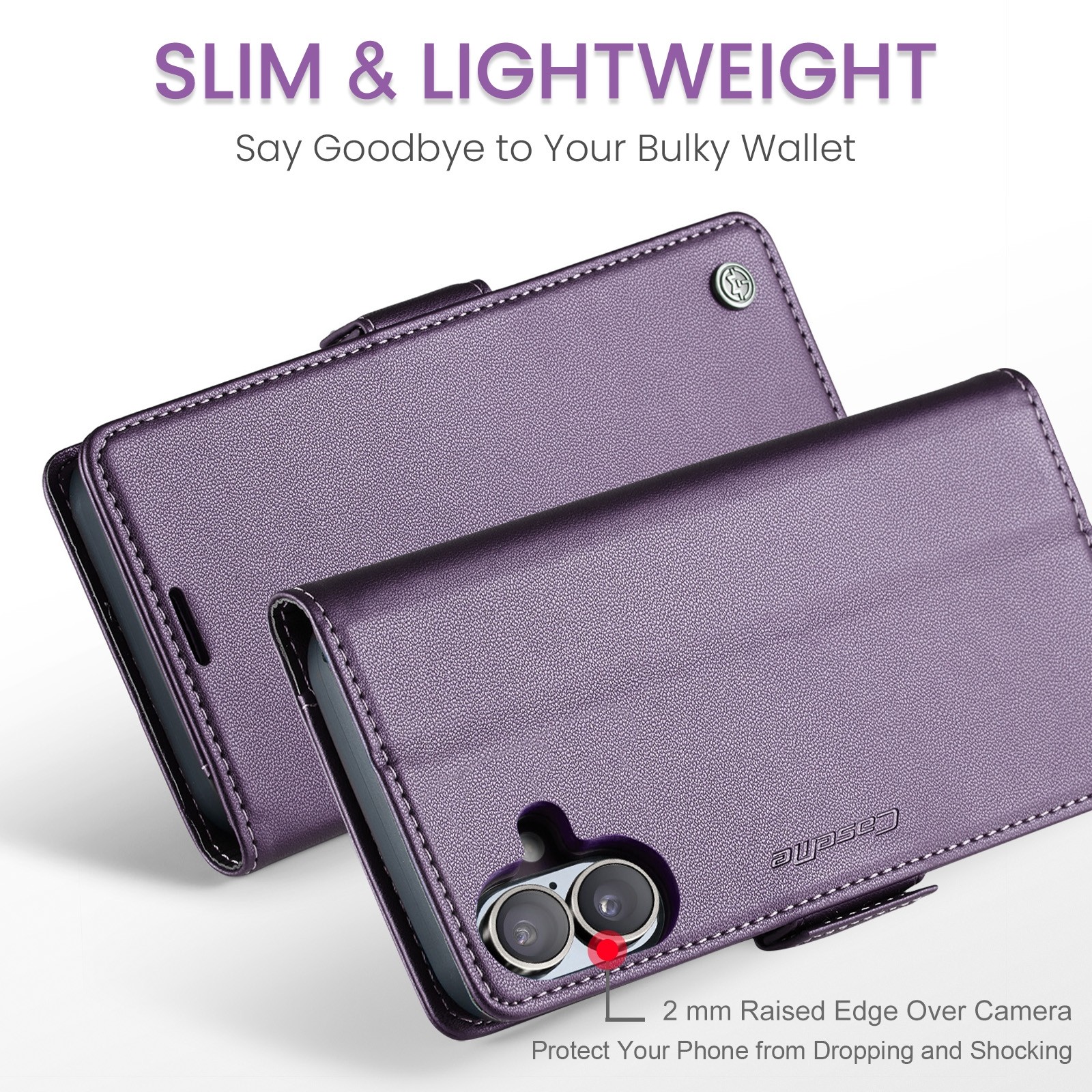 CaseMe 023 iPhone 16 RFID Θήκη Πορτοφόλι Δερμάτινη –Purple