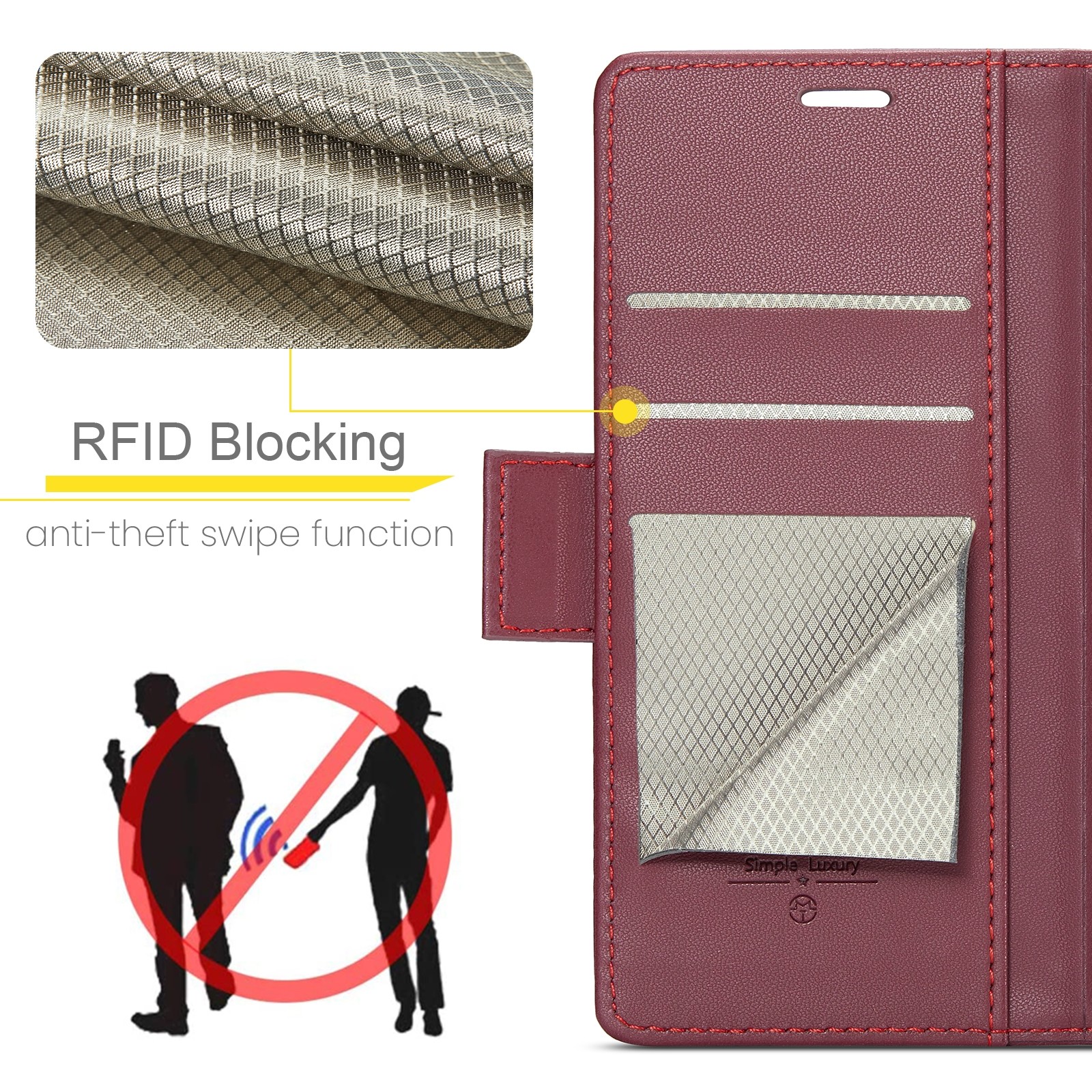 CaseMe 023 iPhone 16 RFID Θήκη Πορτοφόλι Δερμάτινη –Red