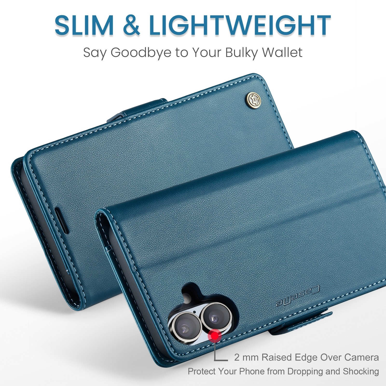 CaseMe 023 iPhone 16 RFID Θήκη Πορτοφόλι Δερμάτινη –Blue