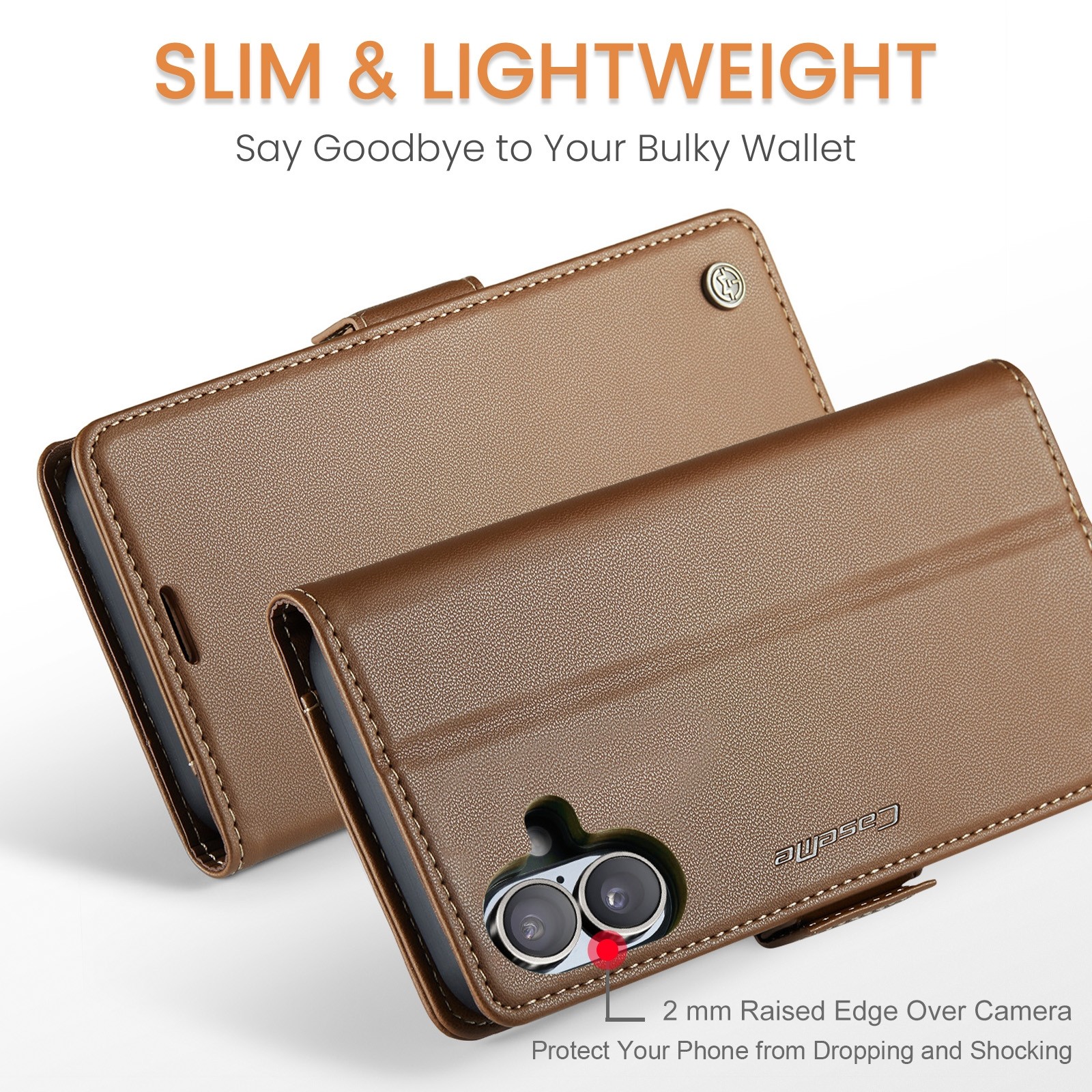 CaseMe 023 iPhone 16 RFID Θήκη Πορτοφόλι Δερμάτινη –Brown