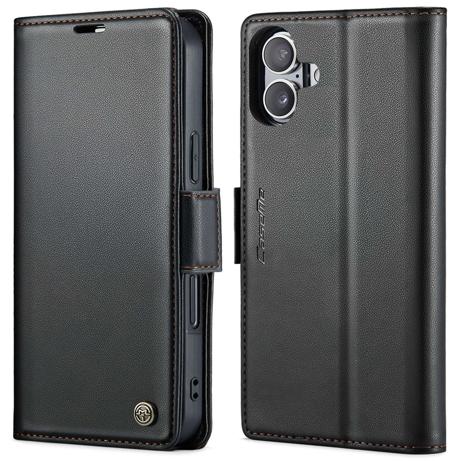 CaseMe 023 iPhone 16 RFID Θήκη Πορτοφόλι Δερμάτινη –Black