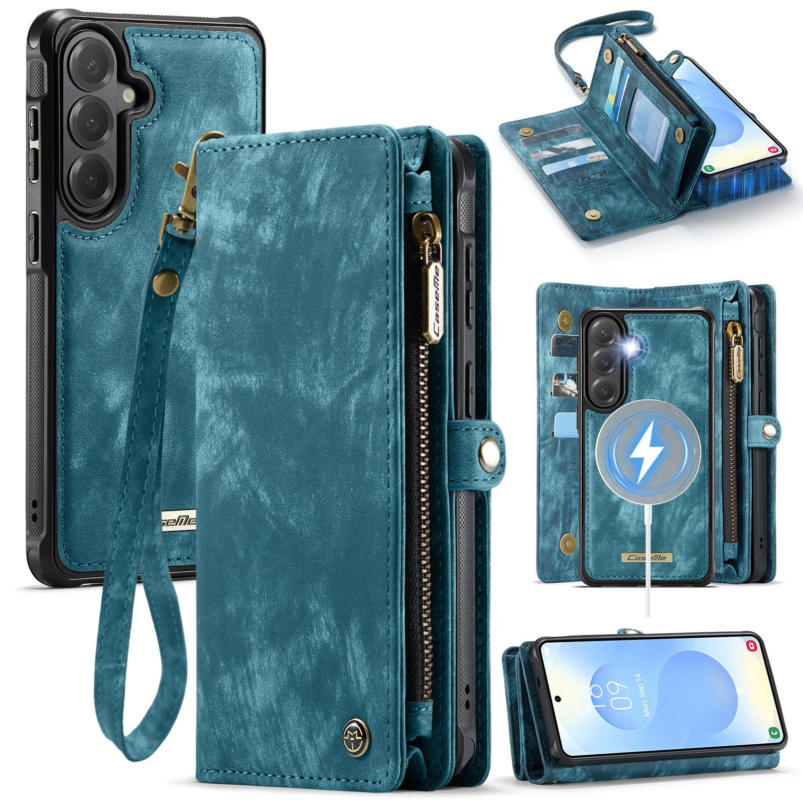 CaseMe 008 Samsung Galaxy S26 5G Θήκη Πορτοφόλι με Αποσπώμενη Θήκη Σιλικόνης -Blue