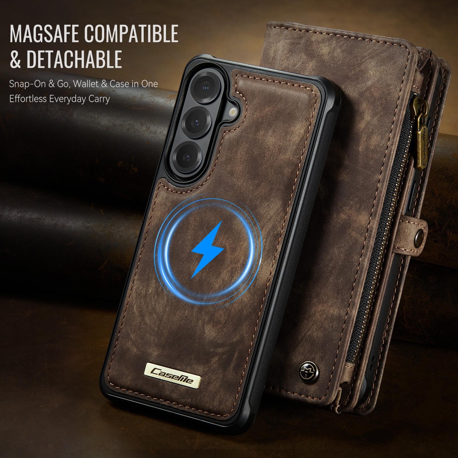 CaseMe 008 Samsung Galaxy S26 5G Θήκη Πορτοφόλι με Αποσπώμενη Θήκη Σιλικόνης -Brown