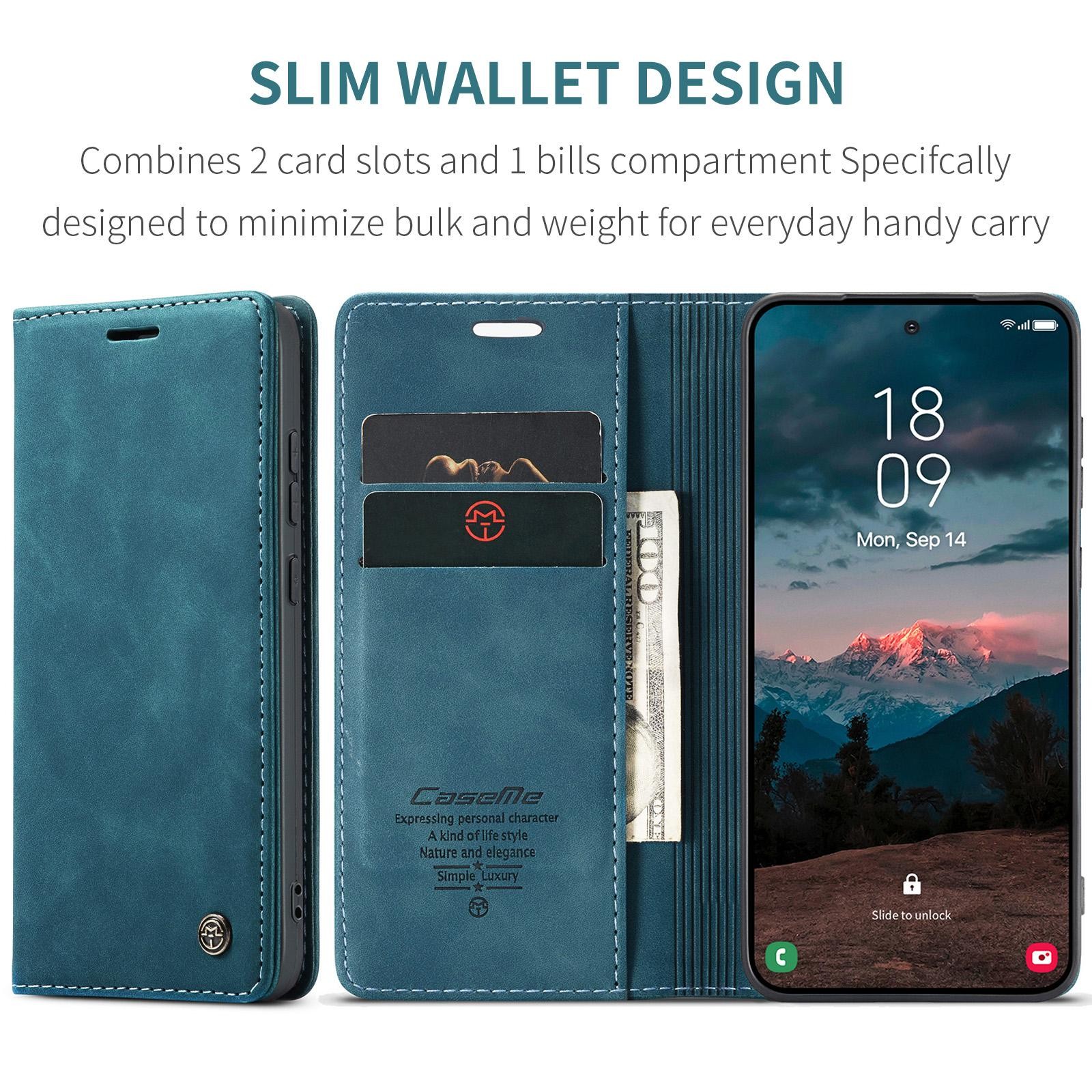 CaseMe 013 Samsung Galaxy S26 5G Retro Leather Θήκη Βιβλίο -Blue