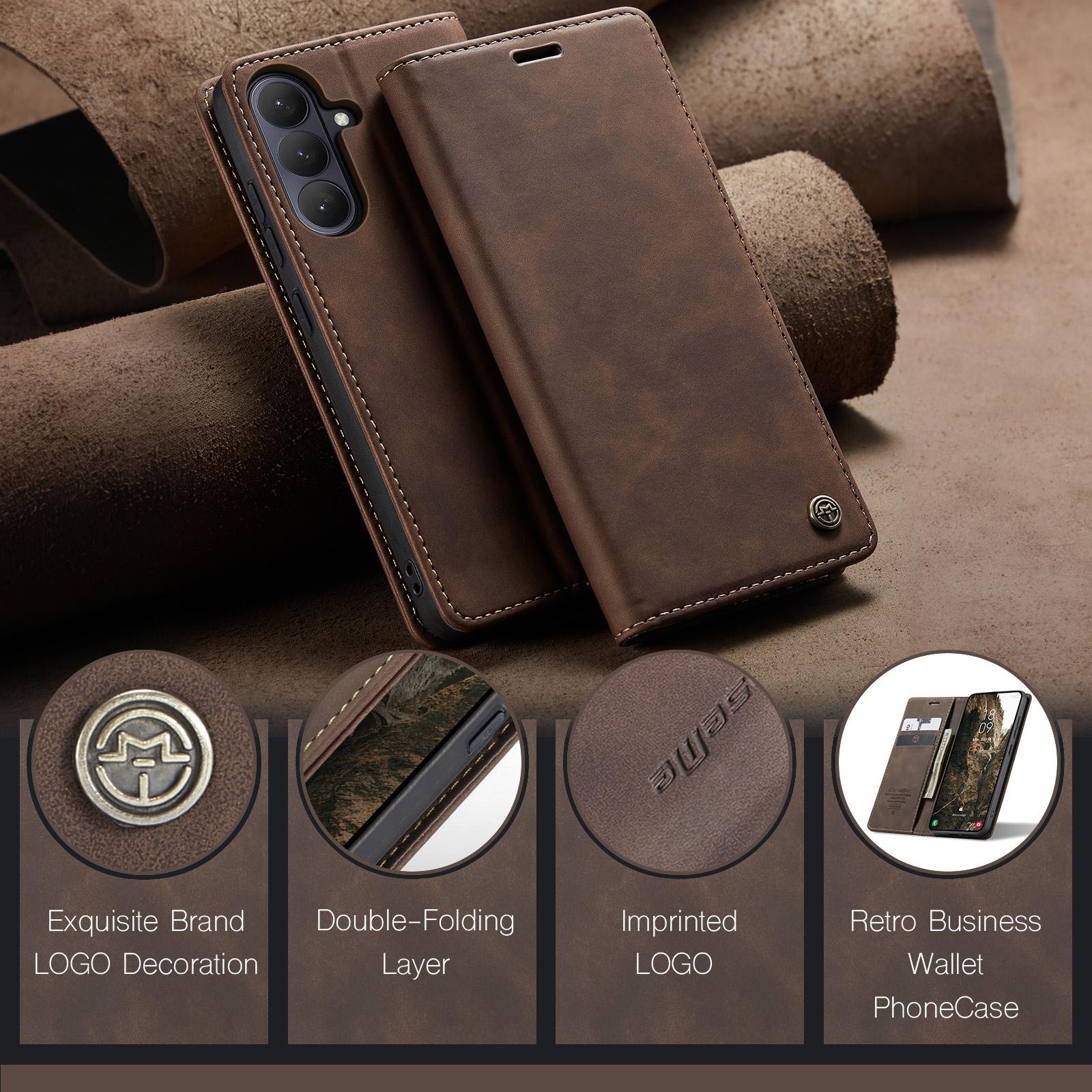 CaseMe 013 Samsung Galaxy S26 5G Retro Leather Θήκη Βιβλίο -Coffee