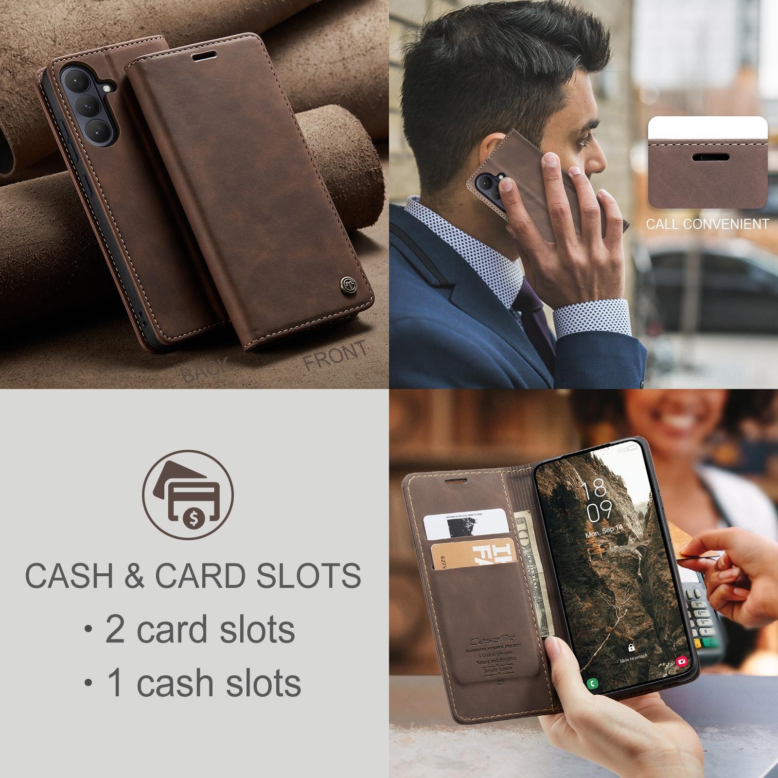 CaseMe 013 Samsung Galaxy S26 5G Retro Leather Θήκη Βιβλίο -Coffee