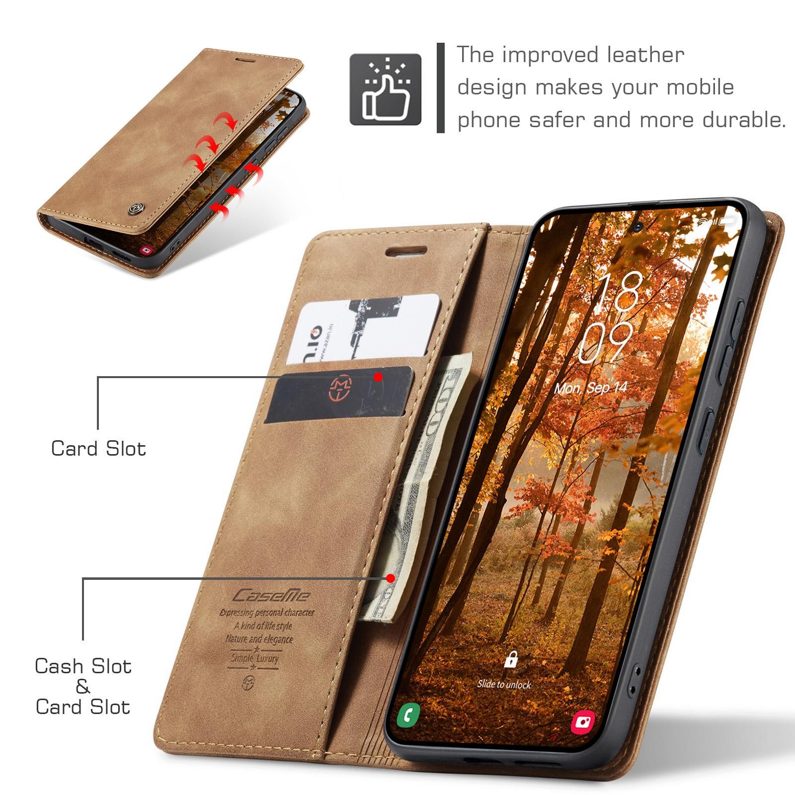 CaseMe 013 Samsung Galaxy S26 5G Retro Leather Θήκη Βιβλίο -Brown