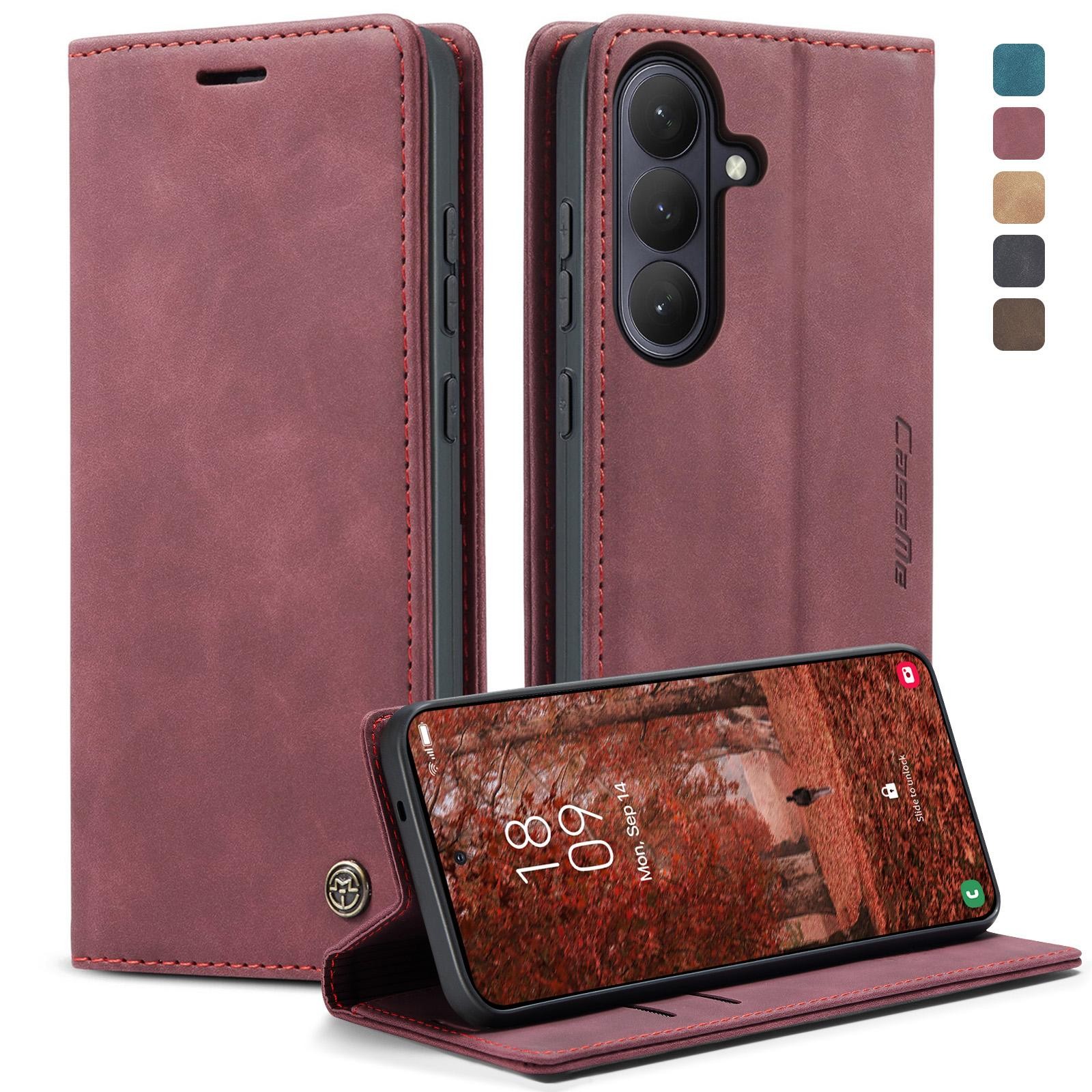 CaseMe 013 Samsung Galaxy S26 5G Retro Leather Θήκη Βιβλίο -Red