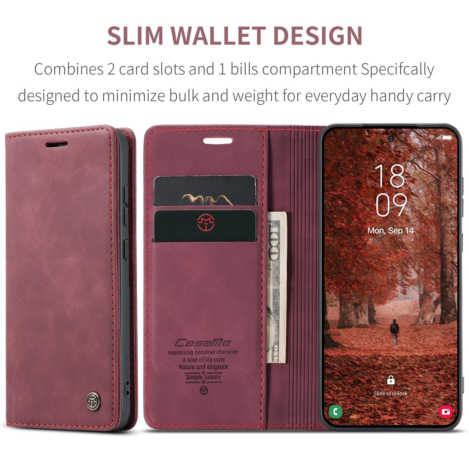 CaseMe 013 Samsung Galaxy S26 5G Retro Leather Θήκη Βιβλίο -Red